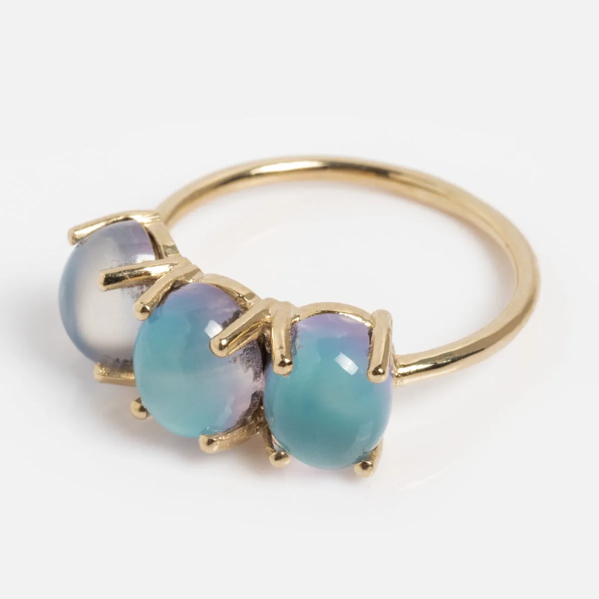 14k Blue Crush Cat's Eye Moonstone Baby Gumdrop Ring