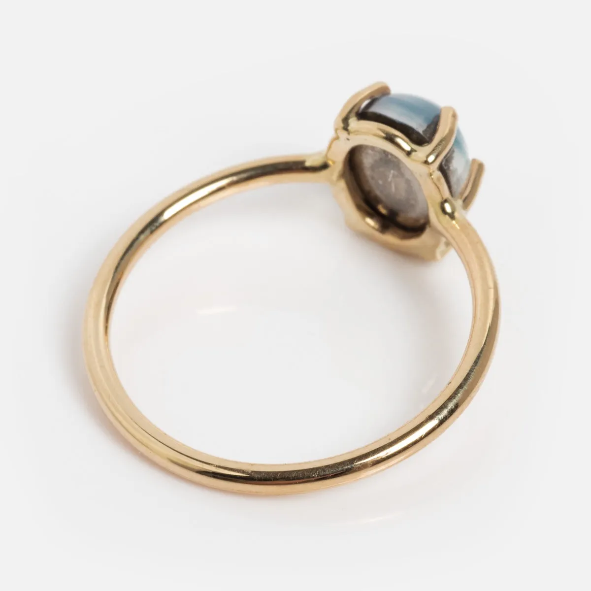 14k Blue Crush Cat's Eye Moonstone Solitaire Ring