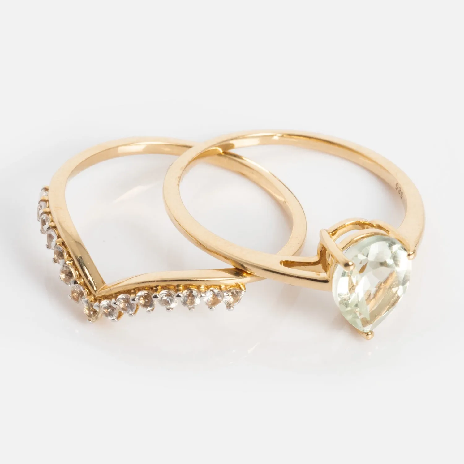 14k Classic Green Grandeur Nesting Ring Set