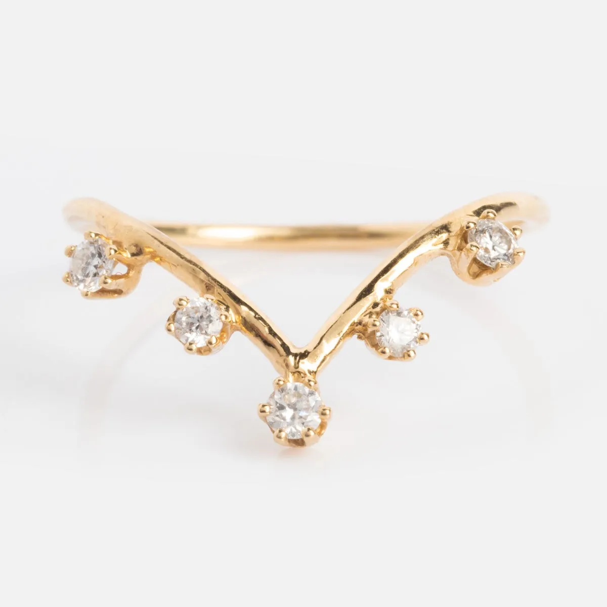 14k Diamond V Crown Ring