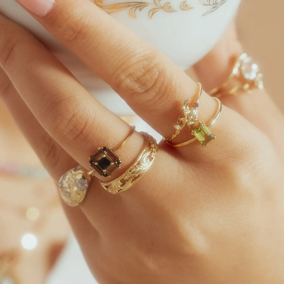 14k Vintage Inspired Art Deco Engagement Ring