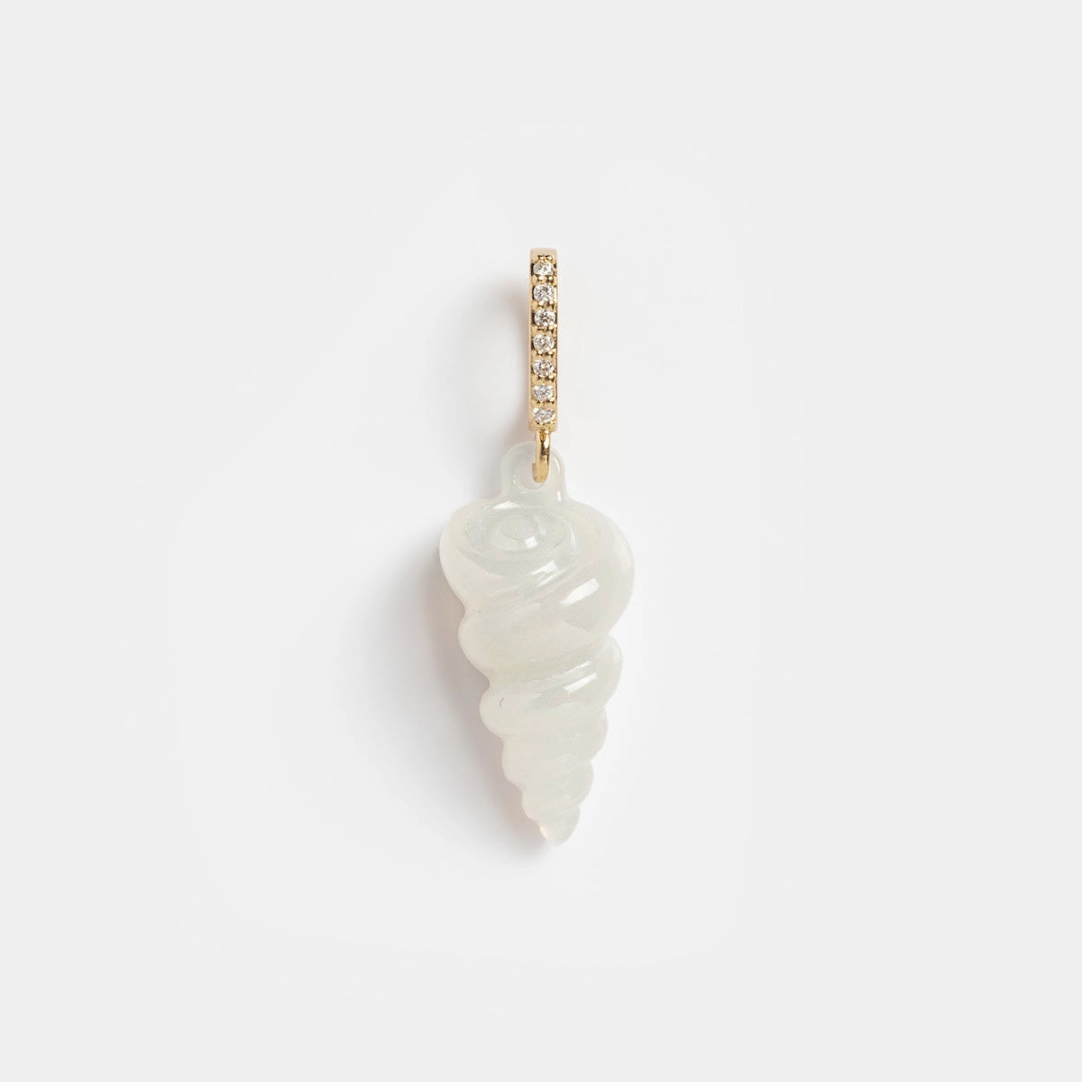 14k White Onyx and Diamond Spiral Shell Charm