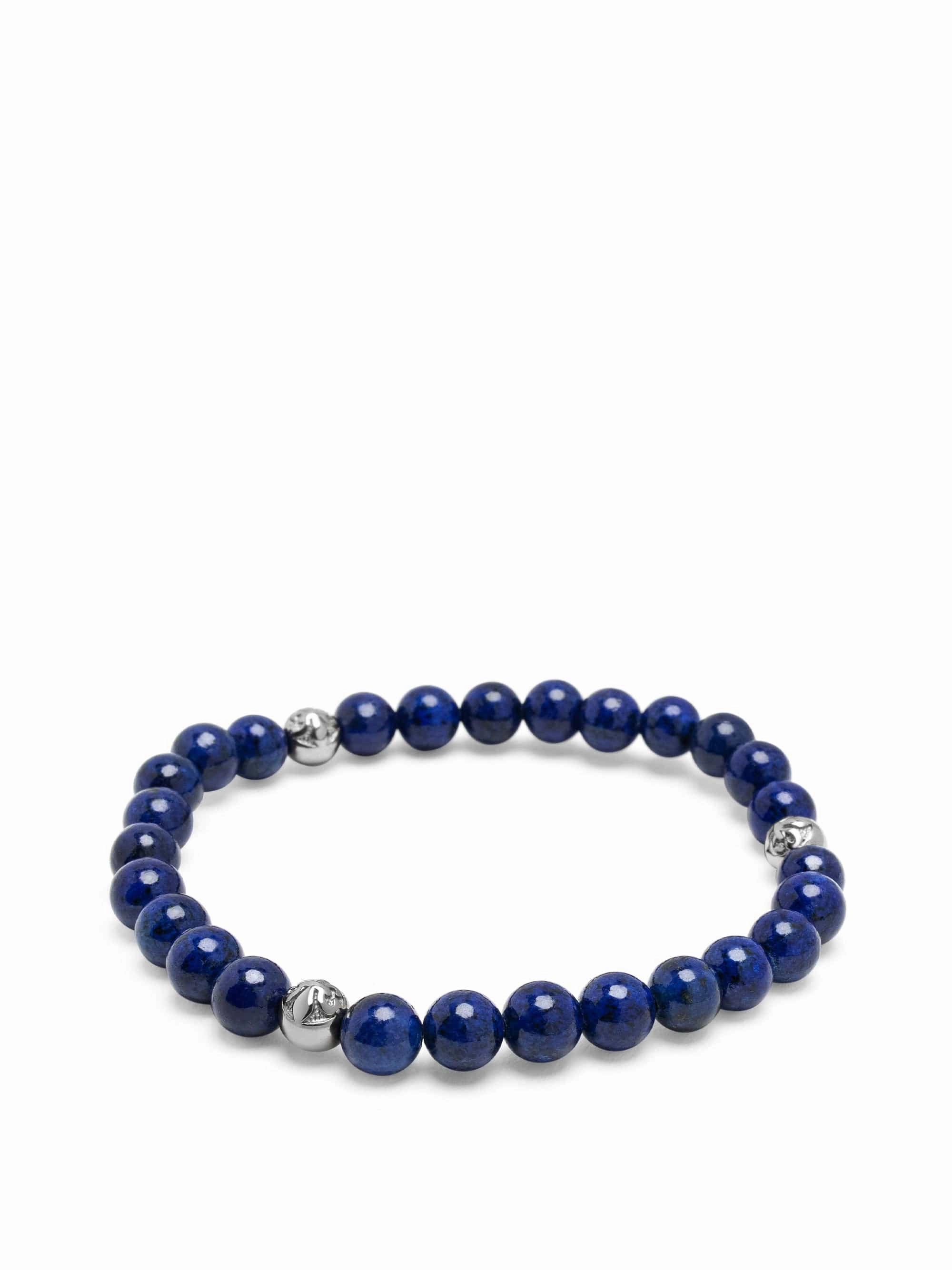 6mm Lapis Lazuli Bracelet with Silver Balls