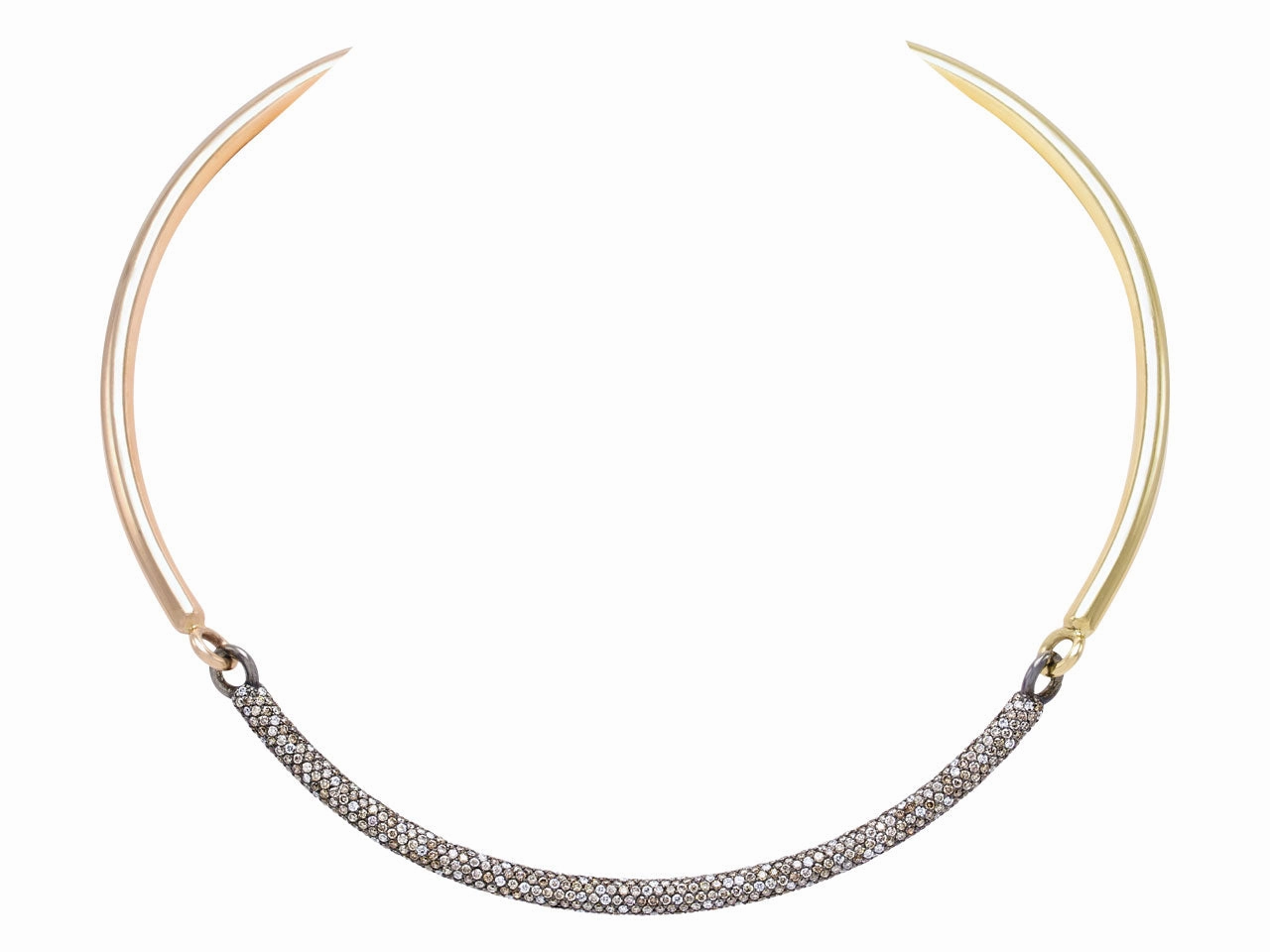 'Tri-Bar Choker' Necklace in 18K Rose, Yellow Gold and Blackened Silver, by Spinelli Kilcollin