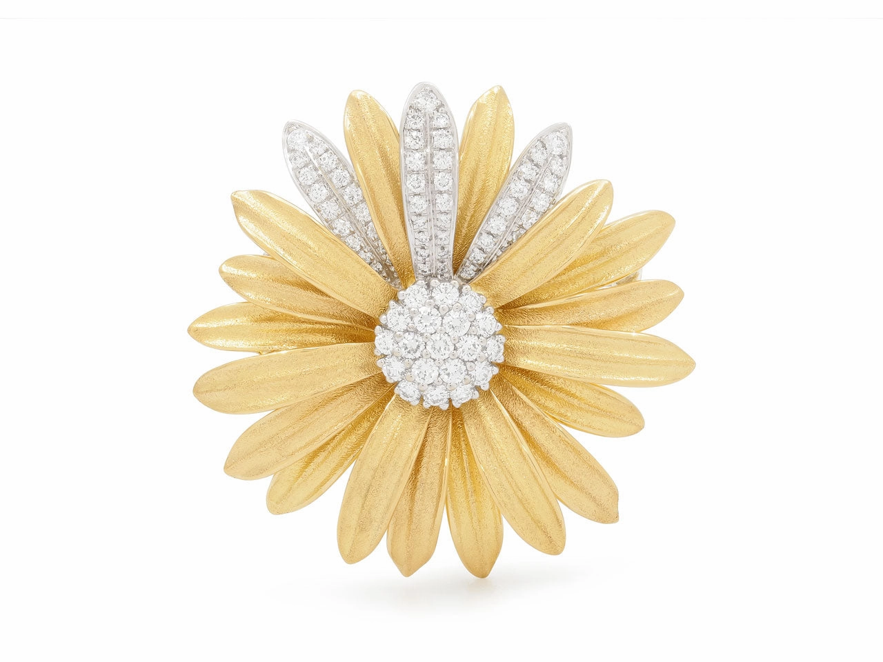 Aaron Henry Flower Diamond Brooch in 18K Gold