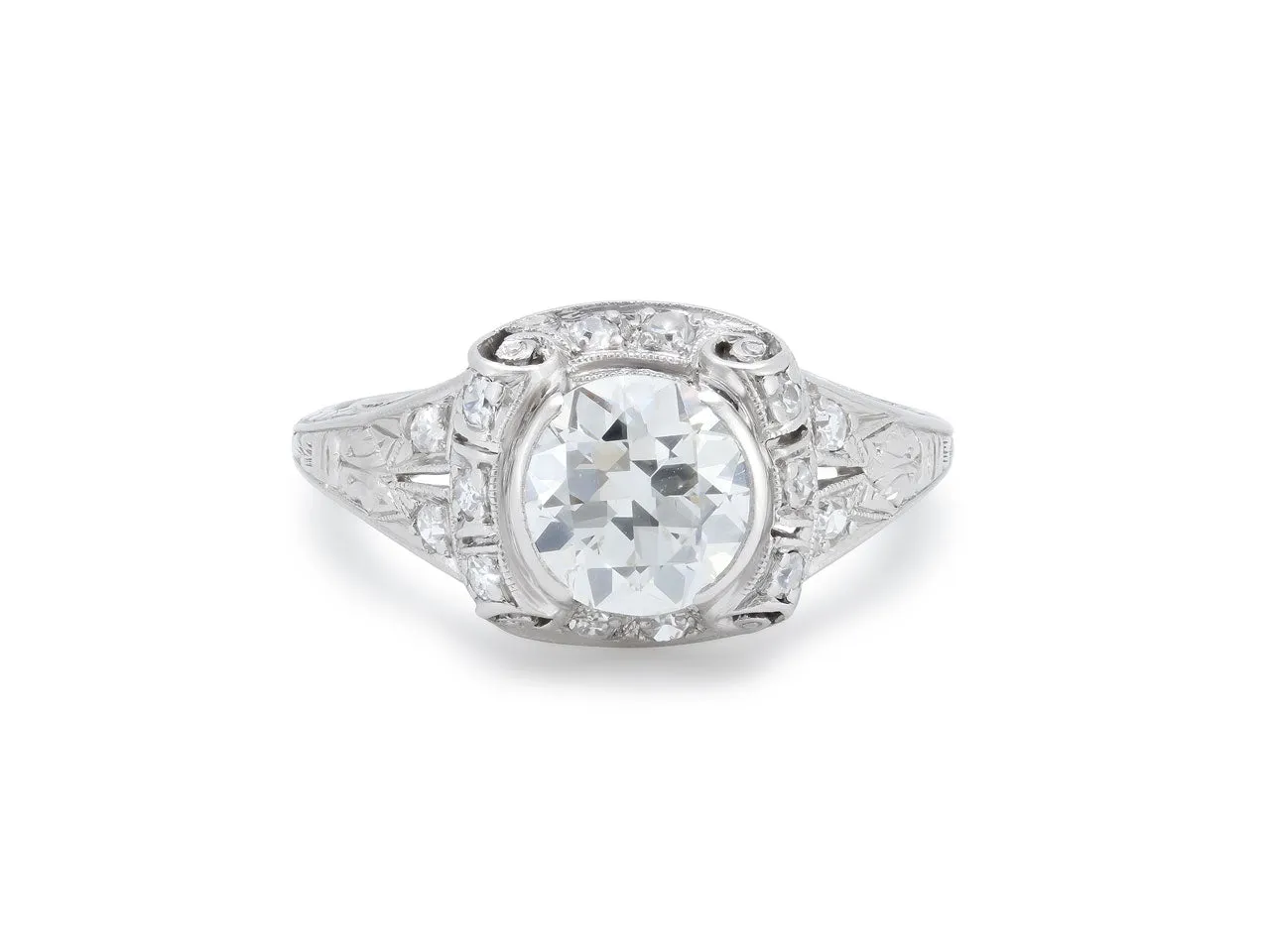 Art Deco Transitional Cut Diamond Ring in Platinum