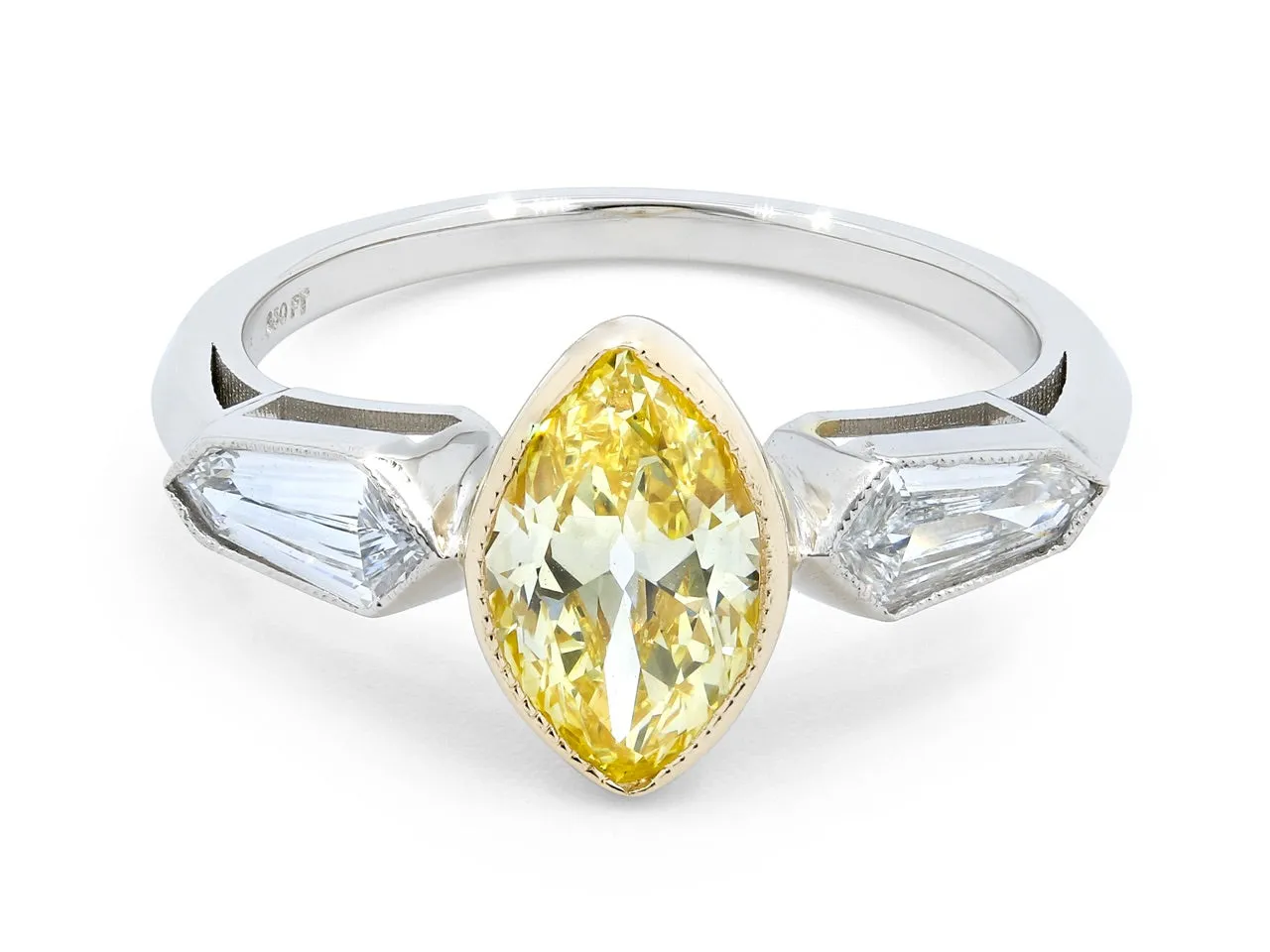 Beladora 'Bespoke' Marquise Fancy Intense Yellow Diamond, 1.13 carats, Ring in Platinum and 18K Gold