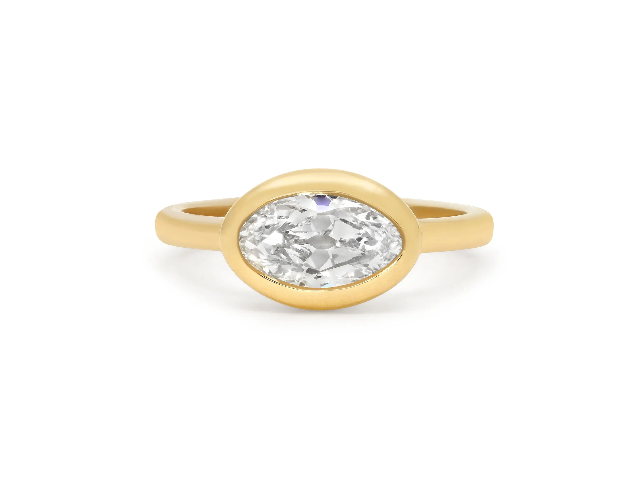 Beladora 'Bespoke' Old-Cut Moval Diamond Pinky Ring, 0.87 carat H/VS2, in 18K Yellow Gold