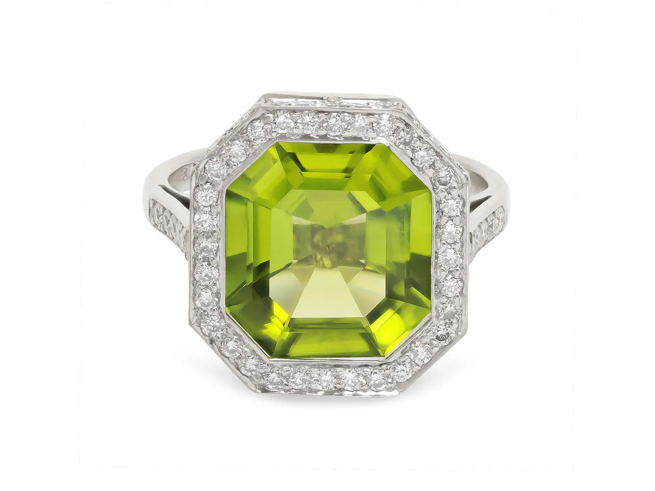 Beladora 'Reimagined' Peridot and Diamond Ring in 18K White Gold