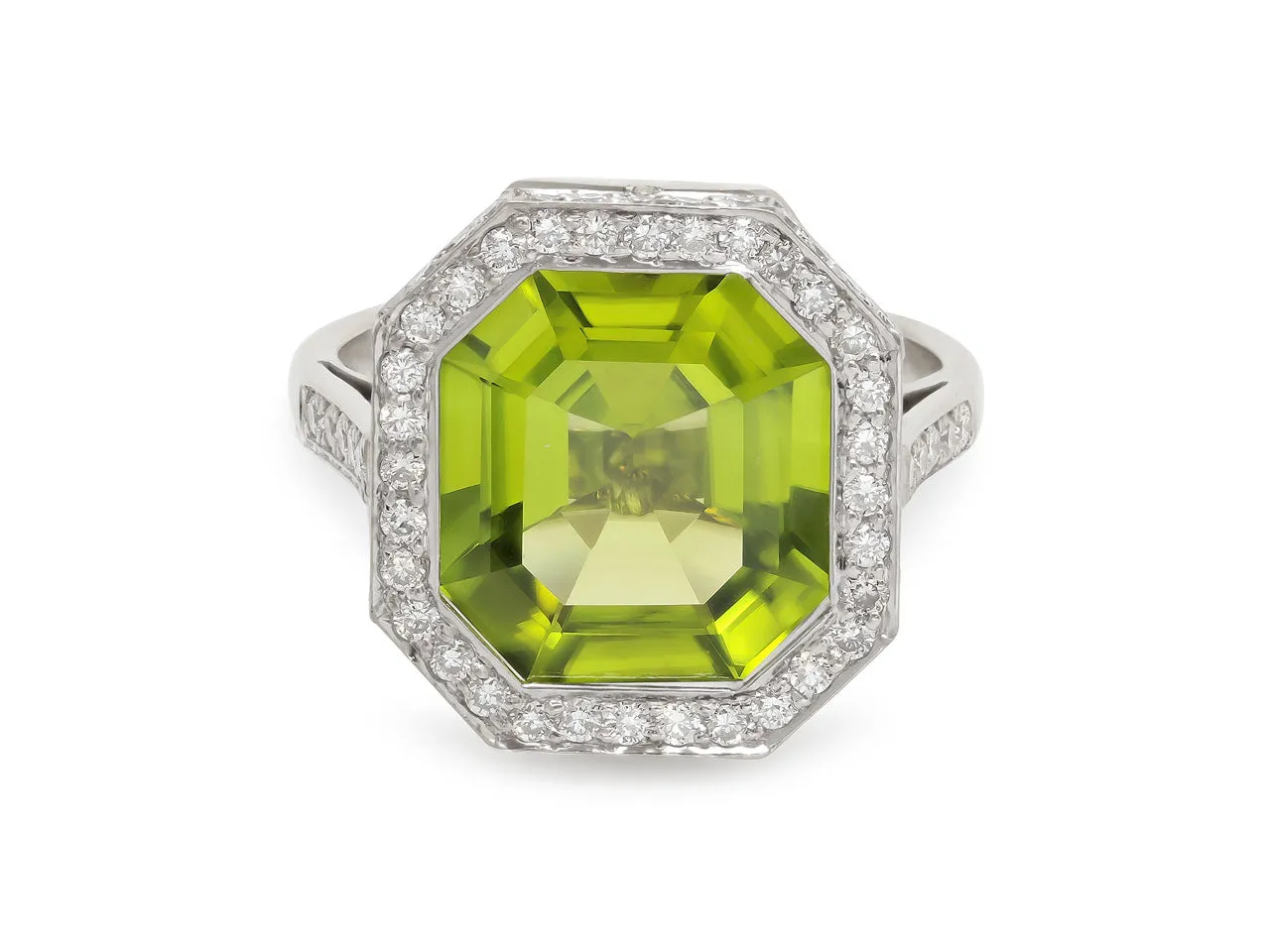 Beladora 'Reimagined' Peridot and Diamond Ring in 18K White Gold