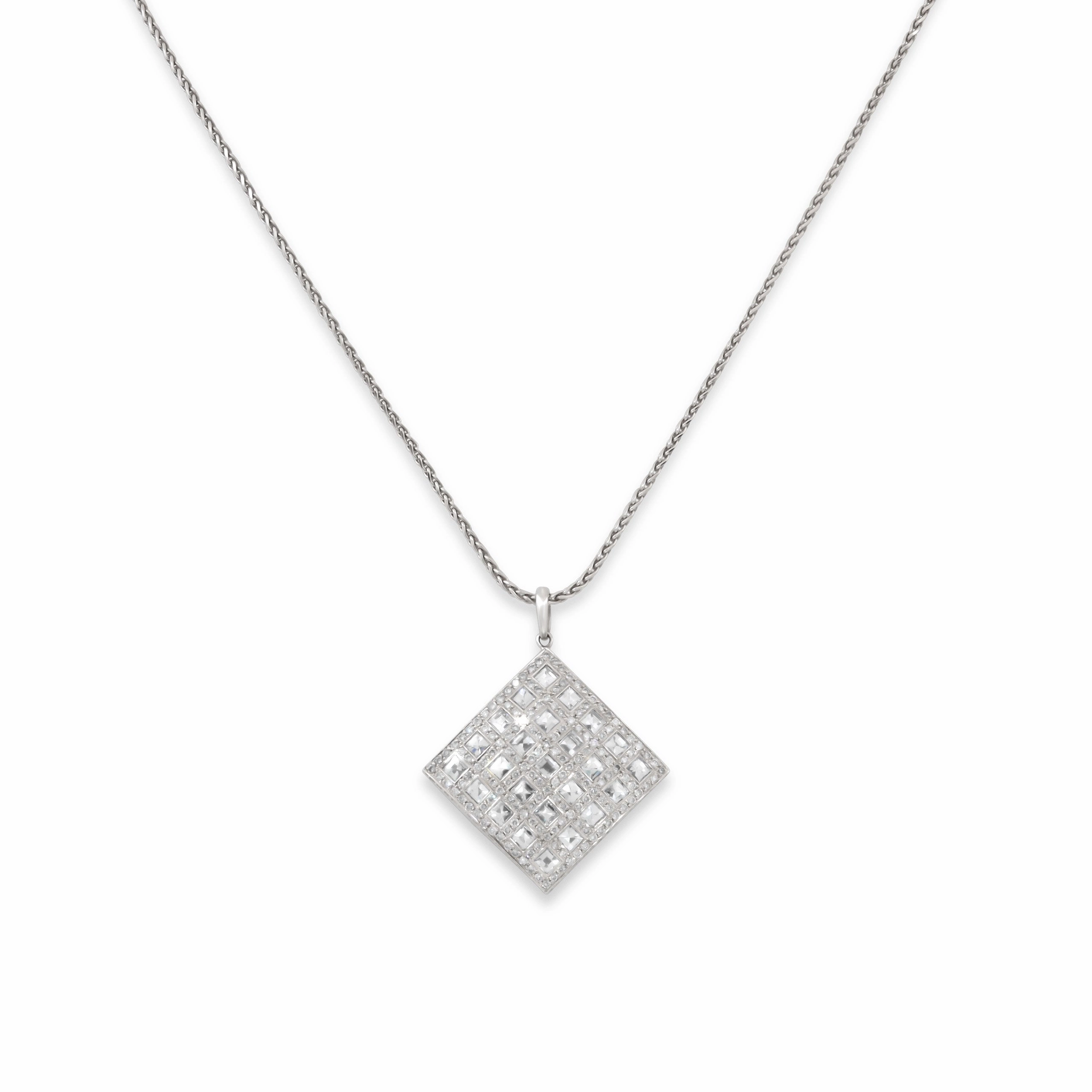 Bez Ambar Blaze-cut Diamond Pendant in 18K White Gold