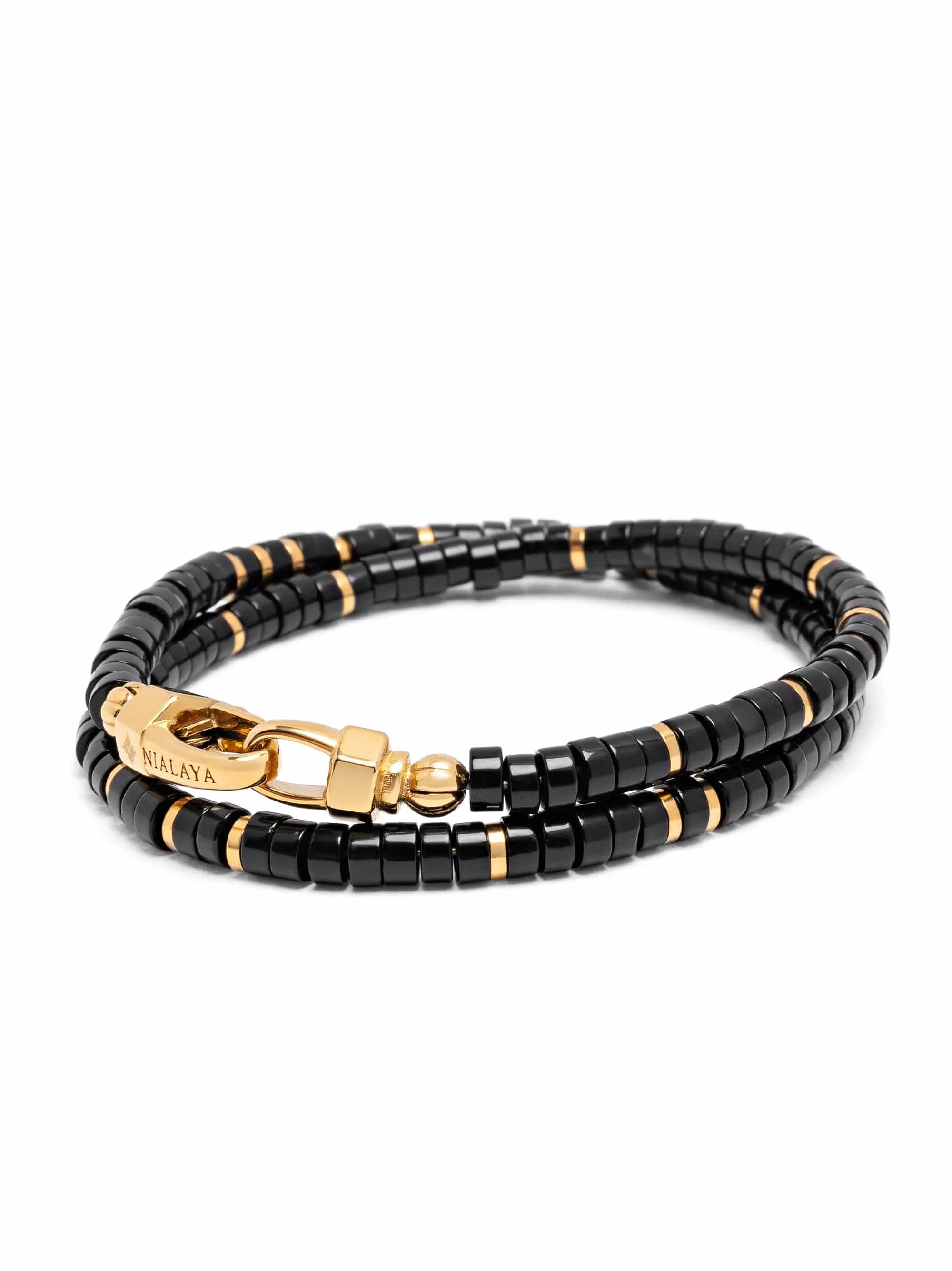 Black Onyx Heishi Wrap Bracelet