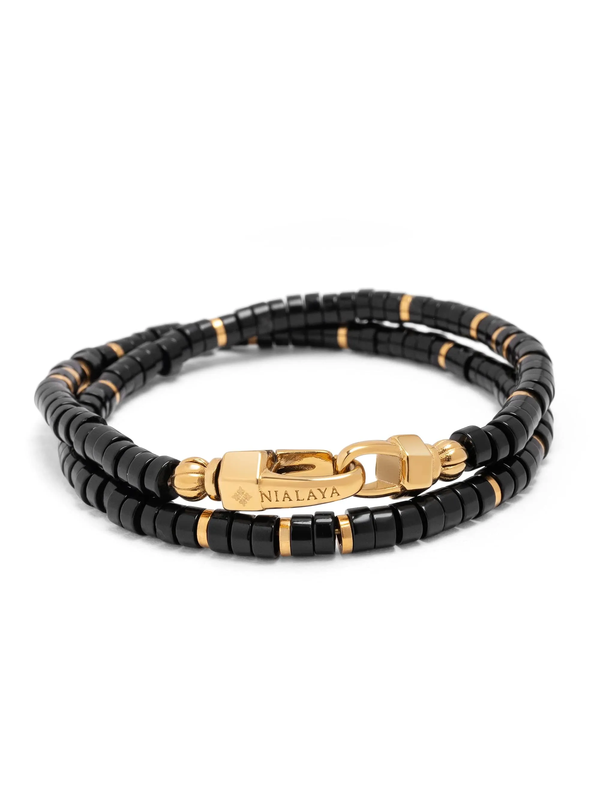 Black Onyx Heishi Wrap Bracelet