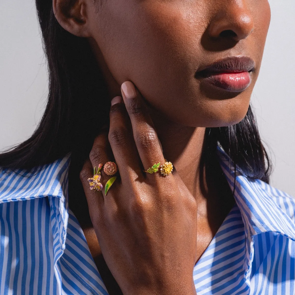 Blooming Color Adjustable Enamel Birth Flower Ring