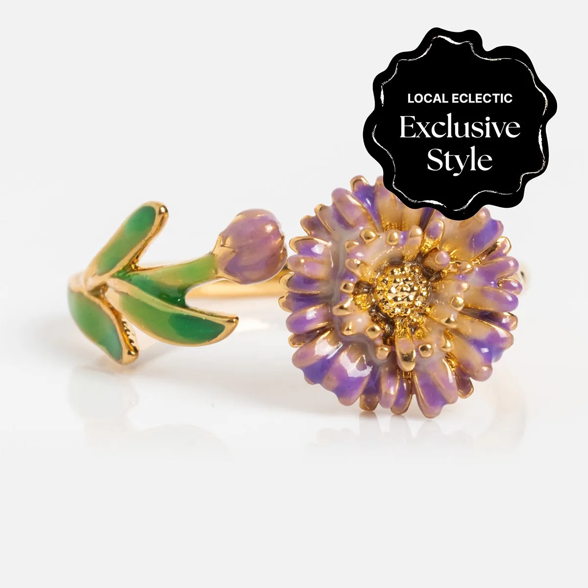 Blooming Color Adjustable Enamel Birth Flower Ring