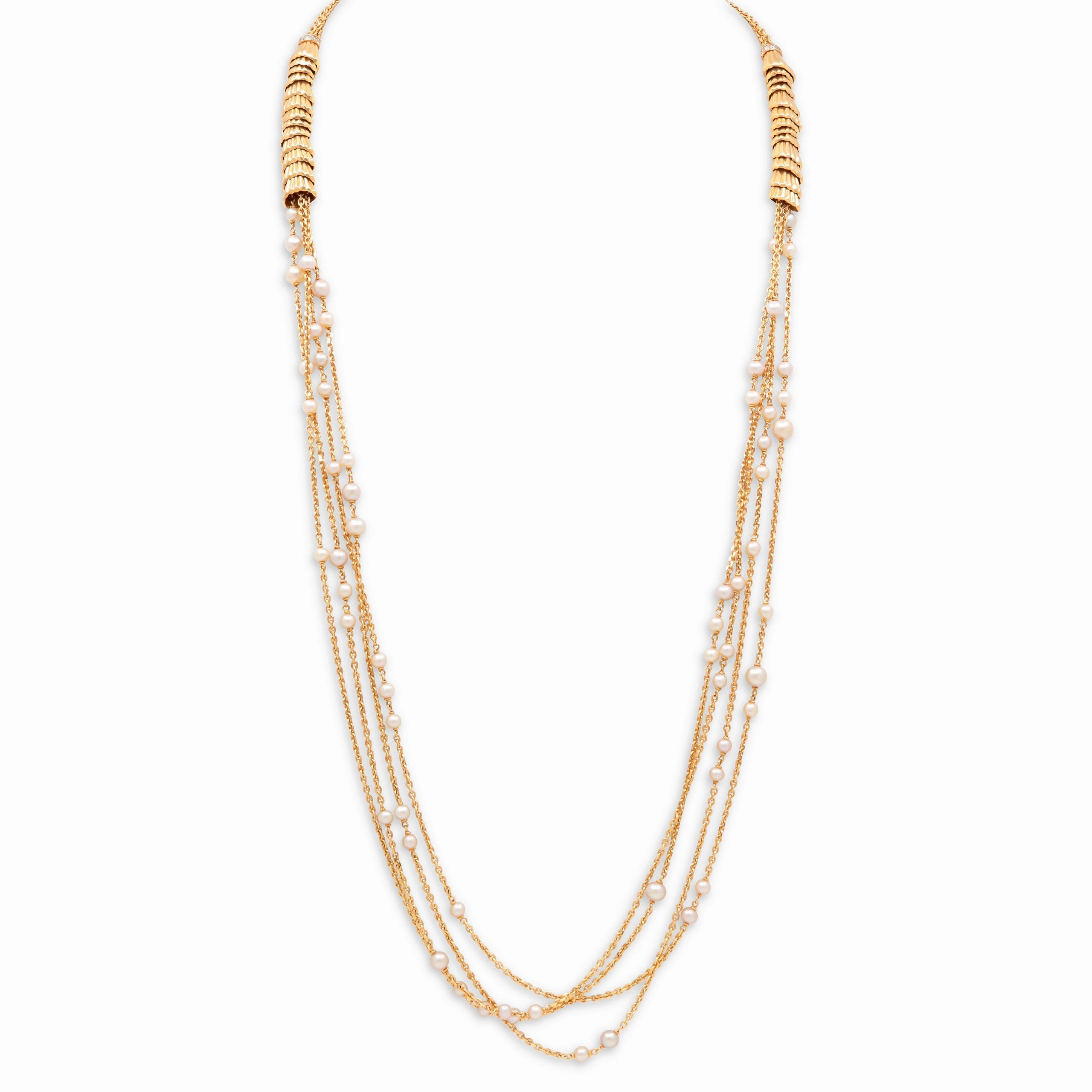 Boucheron 'Frou Frou' Pearl and Diamond Necklace in 18K Rose Gold
