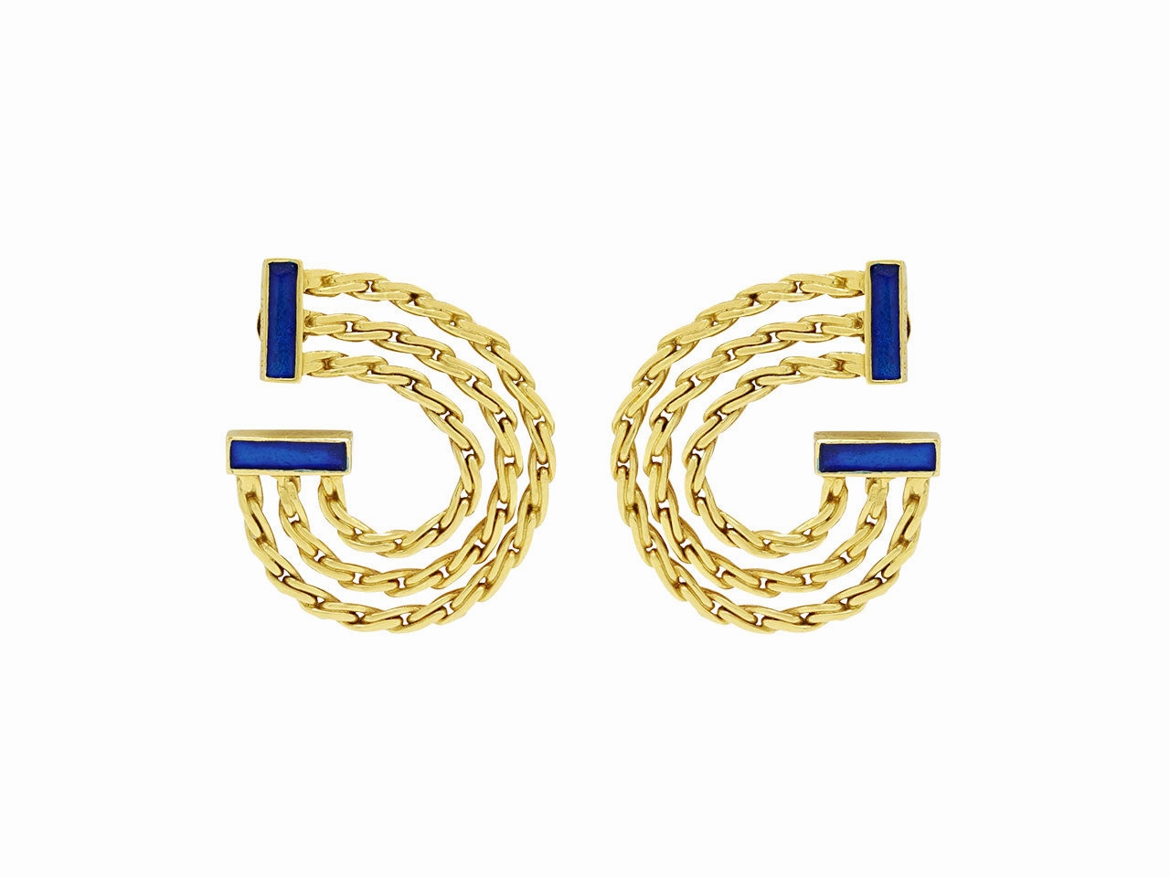 Buccellati Blue Enamel Earrings in 18K Gold