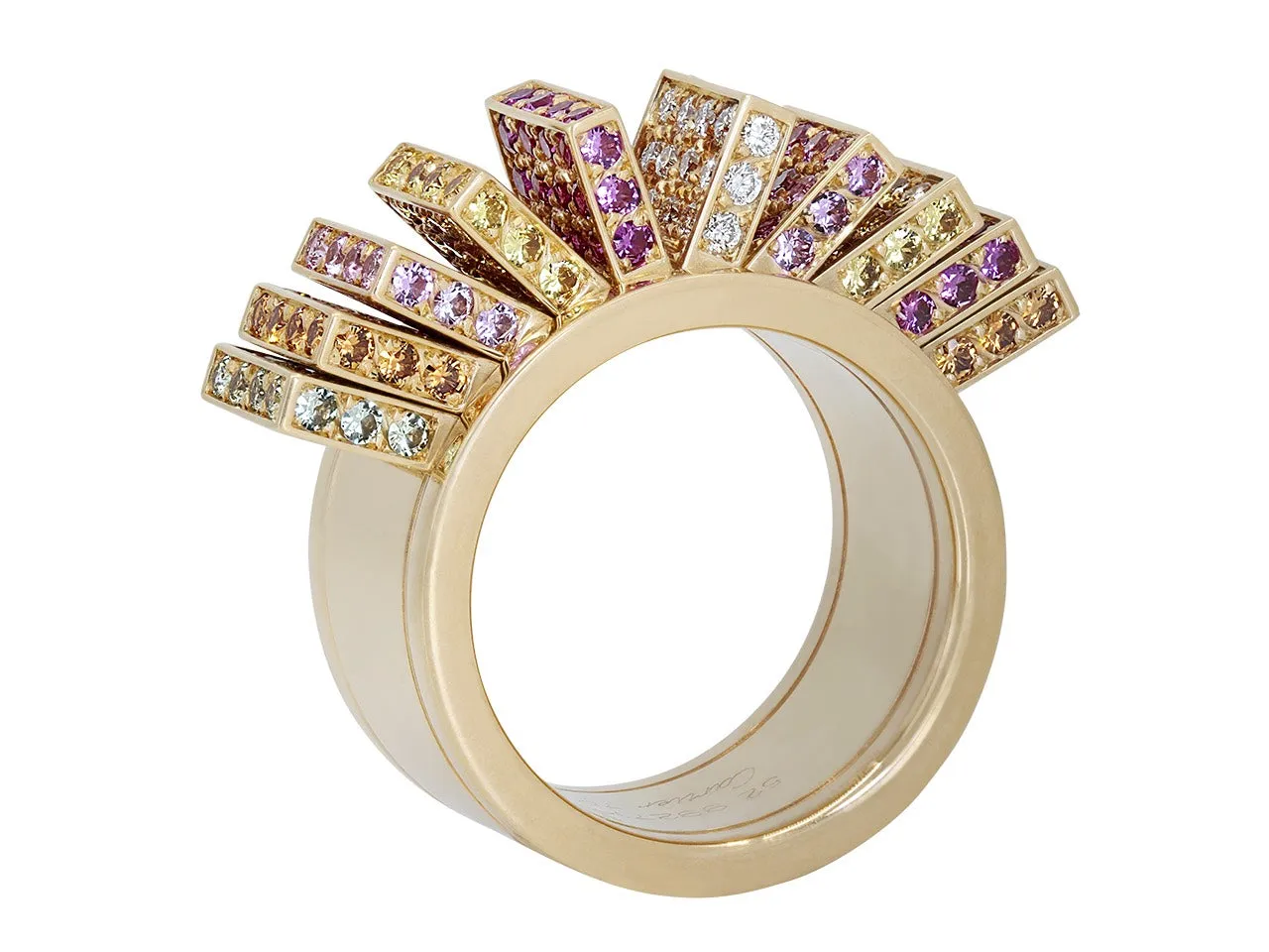 Cartier 'Collection Dlices de Cartier' Sapphire and Diamond Fan Ring in 18K Gold