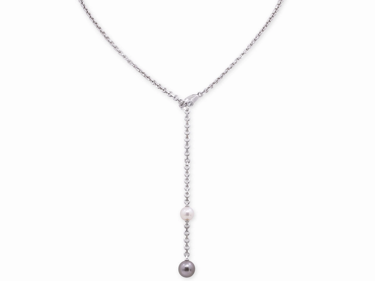 Cartier Akoya and Tahitian Pearl Lariat Necklace in 18K White Gold