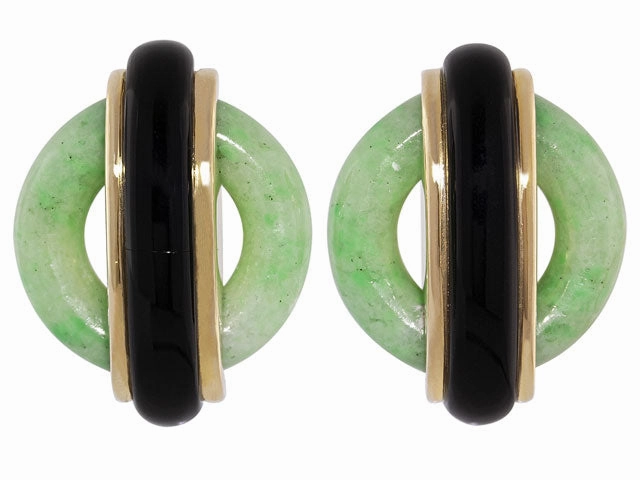 Cartier Aldo Cipullo Jade and Onyx Earrings in 18K Gold