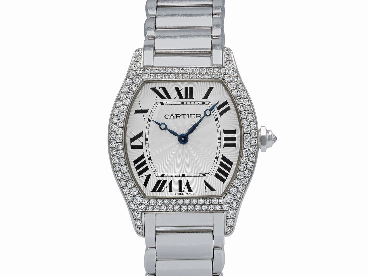 Cartier Diamond 'Tortue' Watch in 18K White Gold, 34 mm