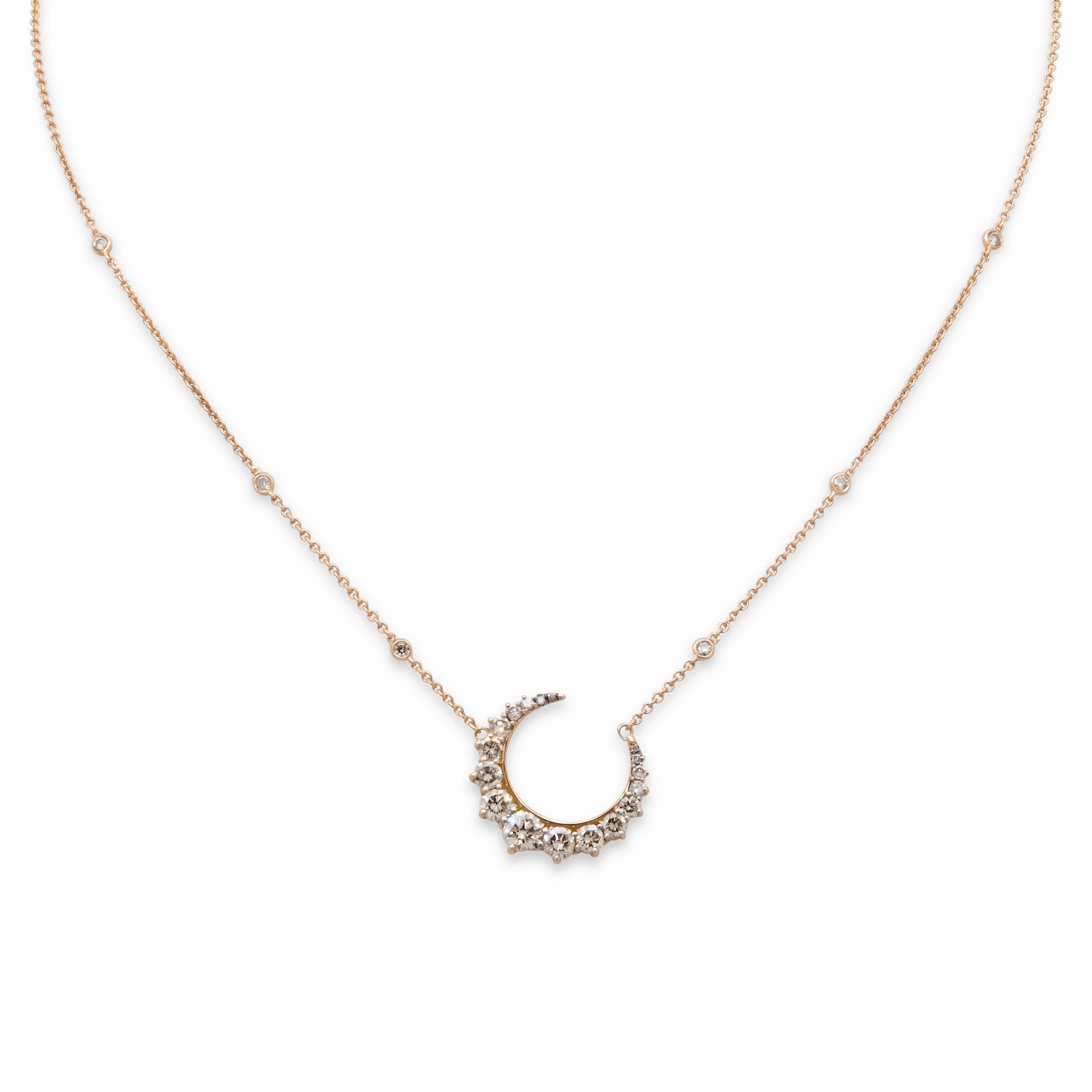 Crivelli Diamond Crescent Necklace in 18K Rose Gold