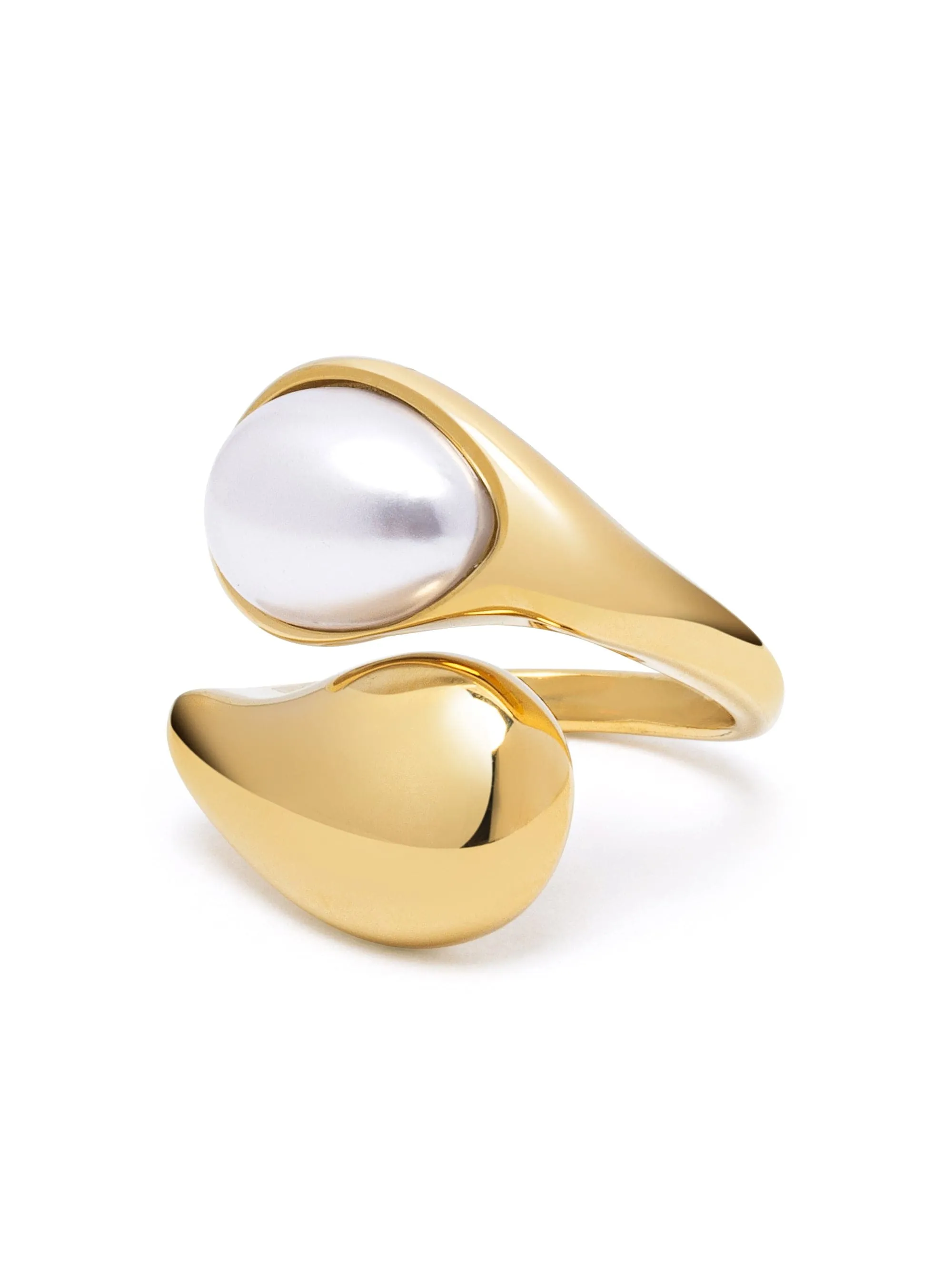Cuff Ring with Pearl in Gold
