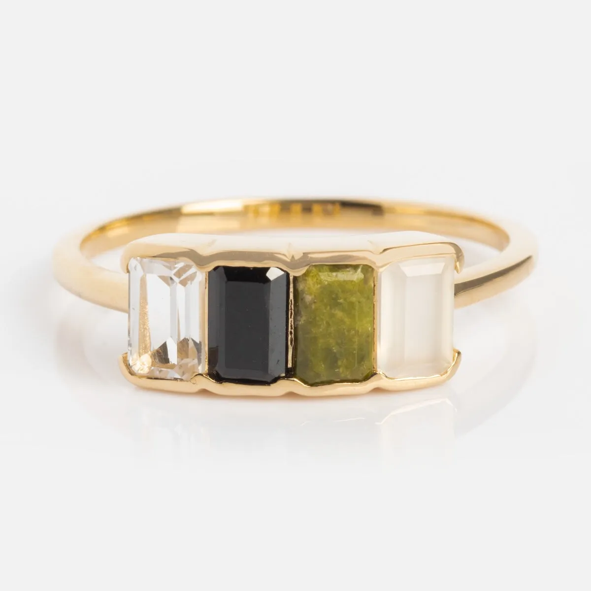 Customizable Acrostic Baguette Gemstone Ring