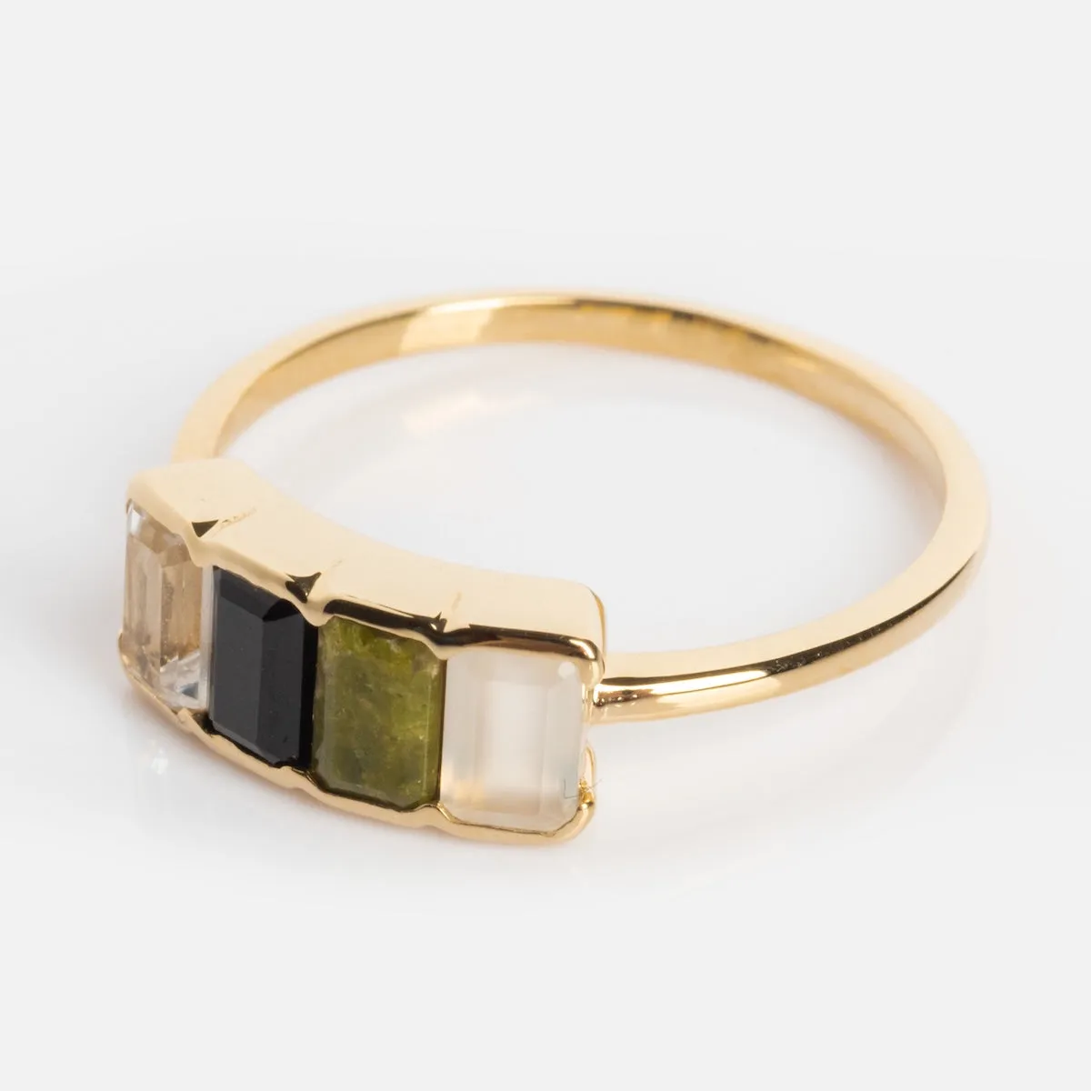 Customizable Acrostic Baguette Gemstone Ring