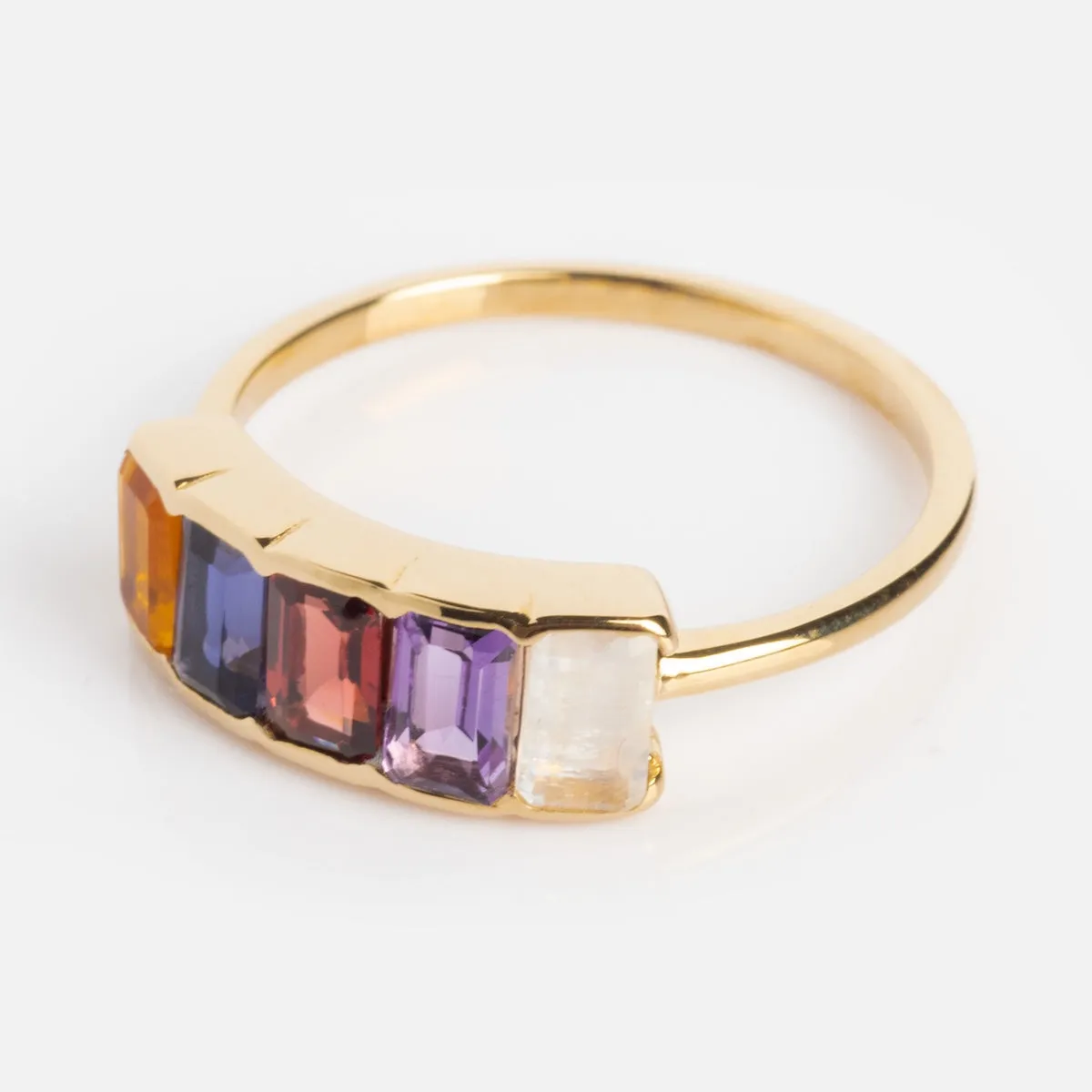 Customizable Acrostic Baguette Gemstone Ring