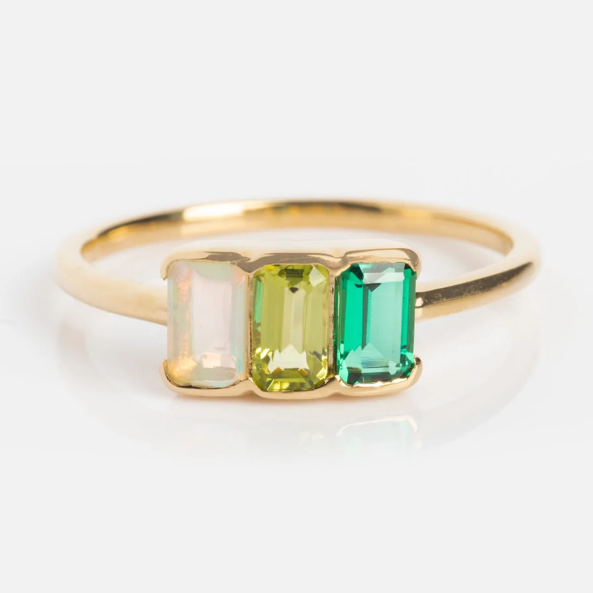 Customizable Acrostic Baguette Gemstone Ring