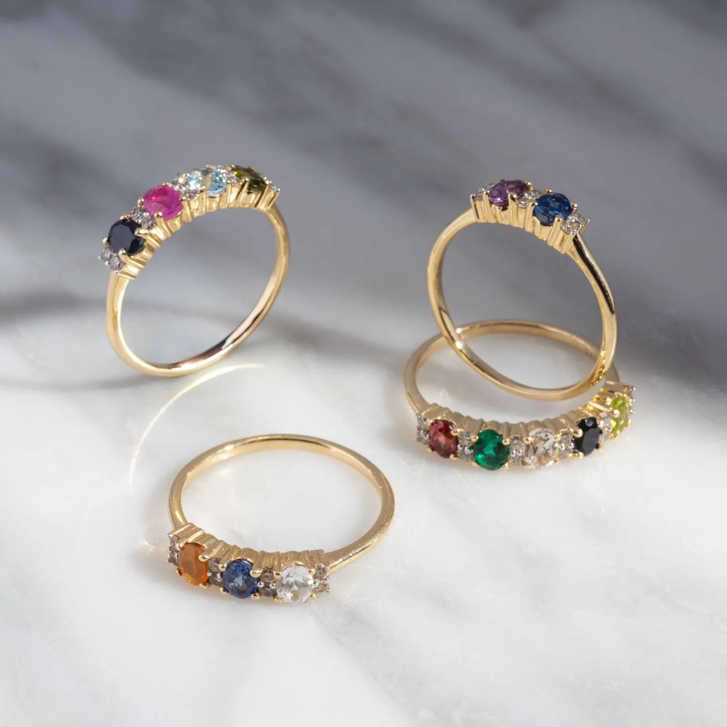 Customizable Acrostic Oval Gemstone Ring
