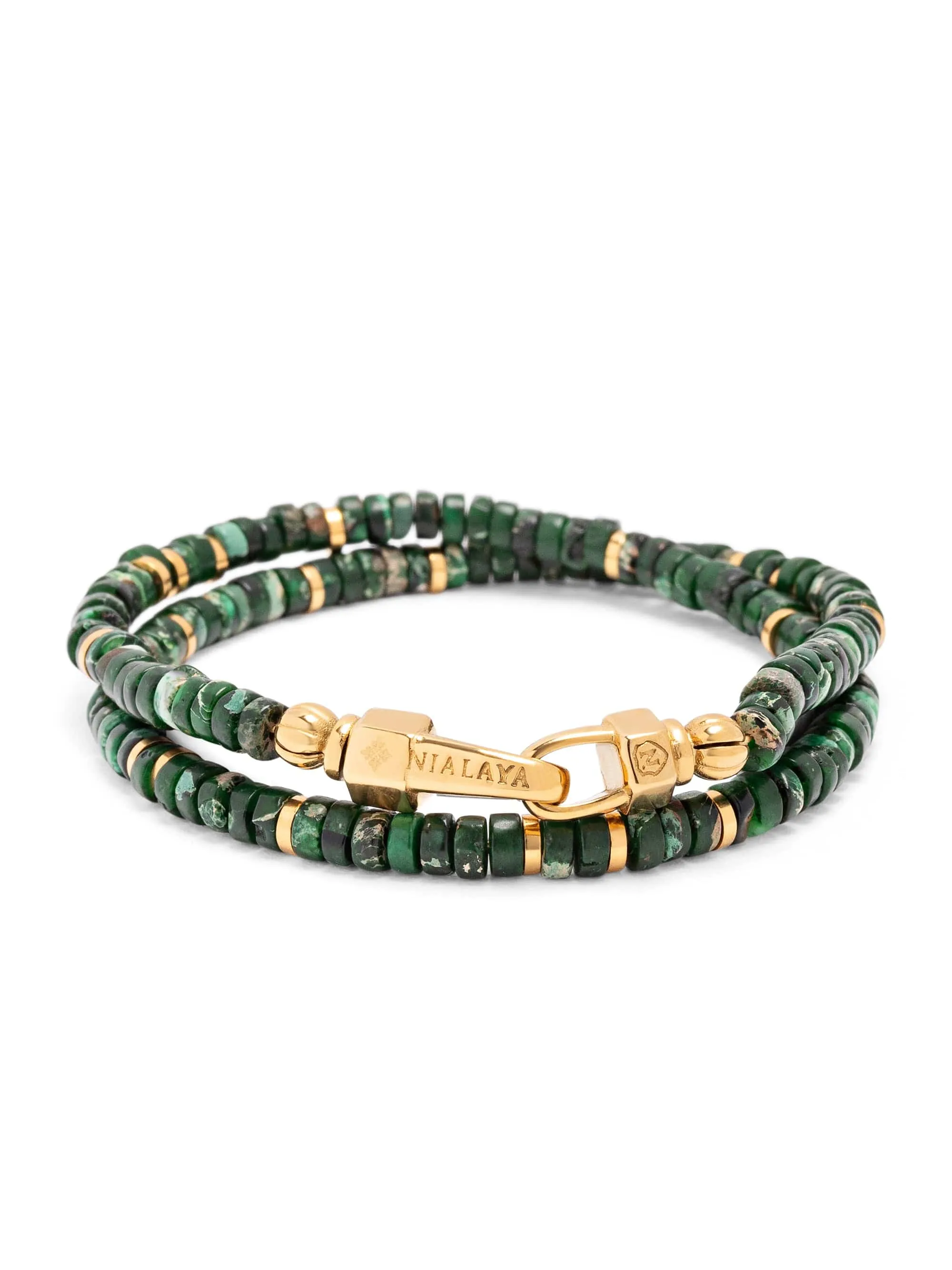 Dark Green Malachite Heishi Wrap Bracelet