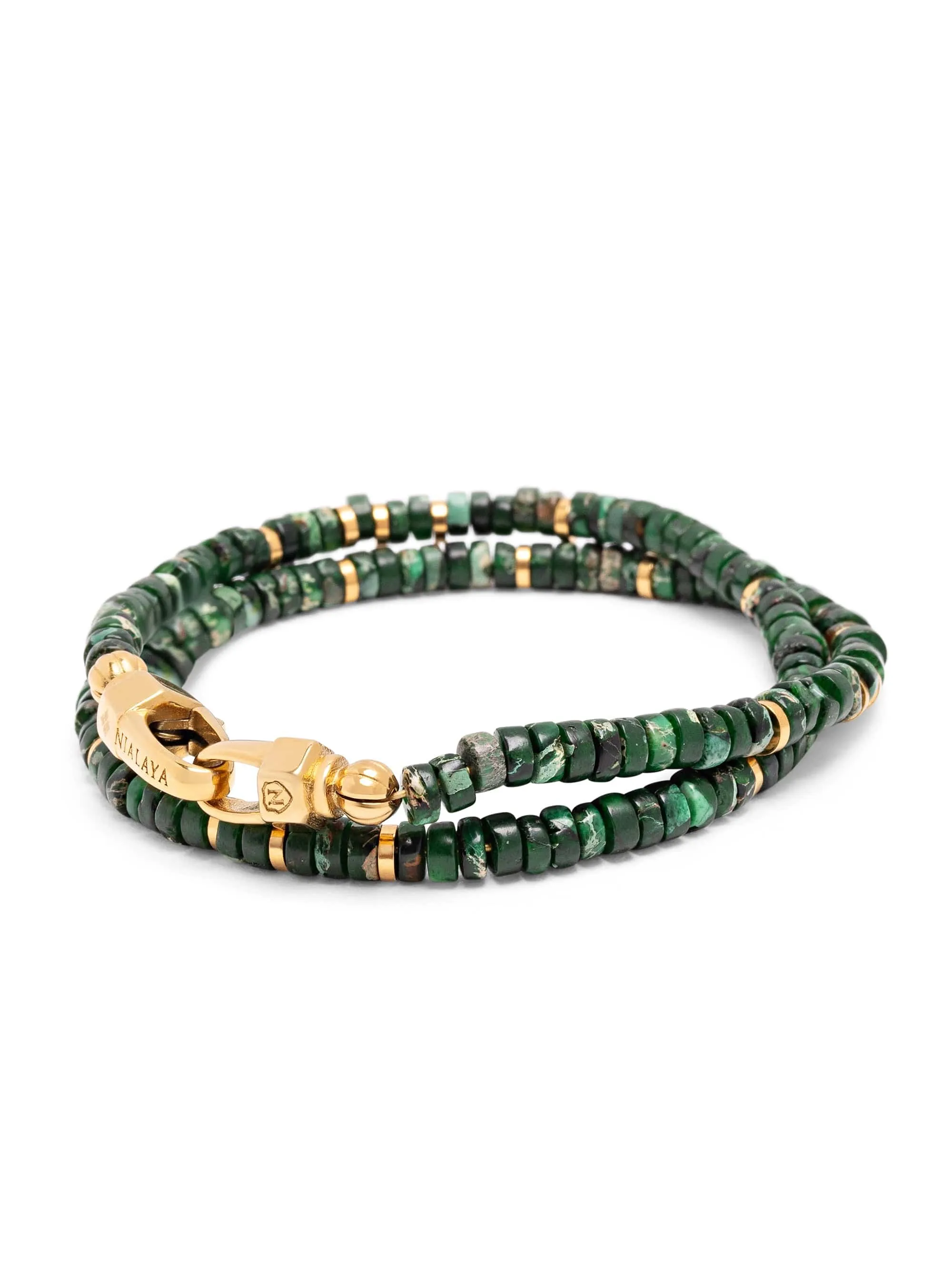 Dark Green Malachite Heishi Wrap Bracelet