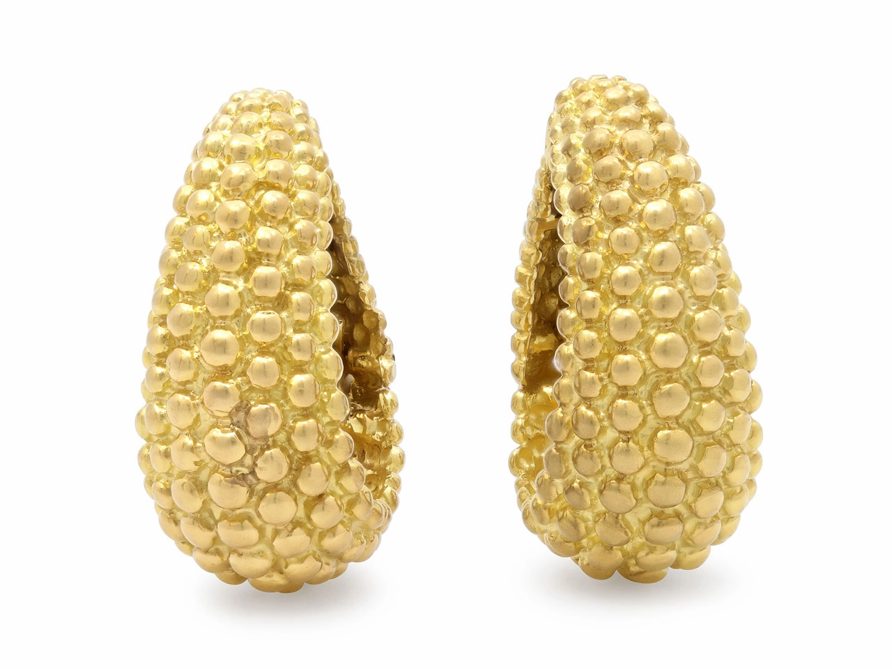 David Webb Beaded Hoop Earrings in 18K Gold