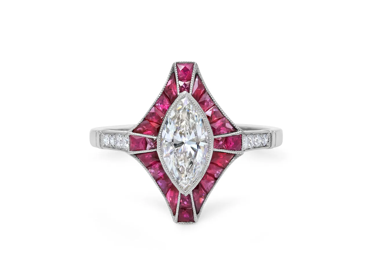 Diamond and Ruby Ring in Platinum