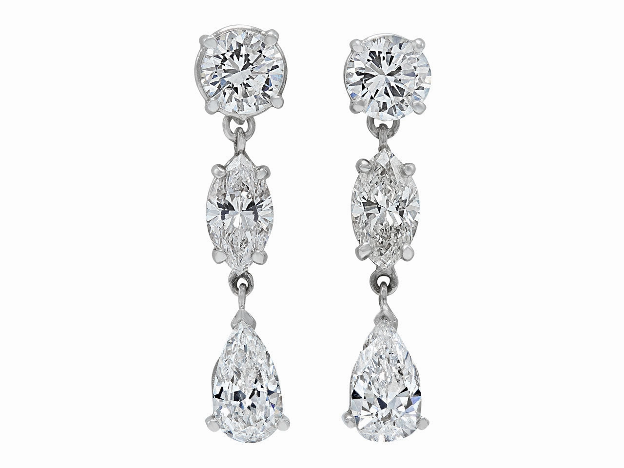 Diamond Dangle Earrings, 5.91 total carats, in Platinum