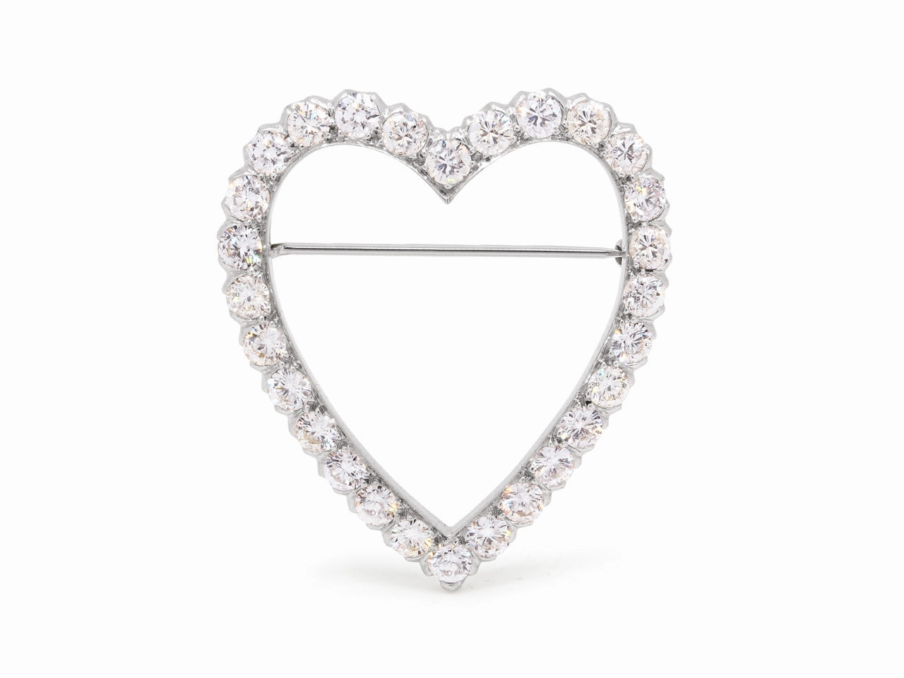 Diamond Heart Brooch in Platinum
