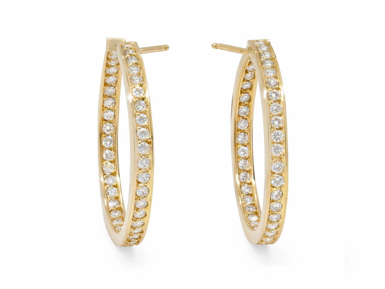 Diamond Hoop Earrings in 18K Gold, French