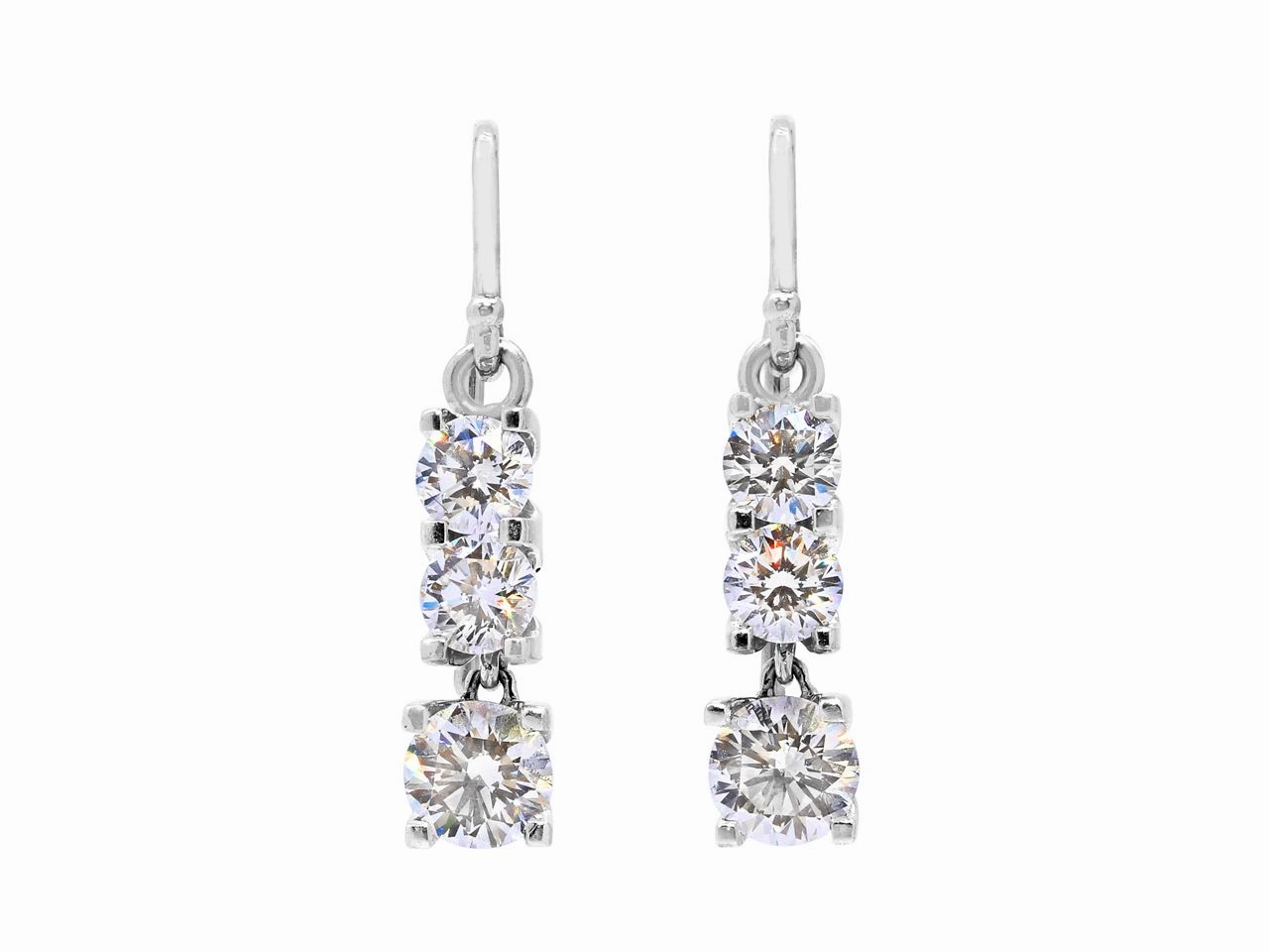 Diamond Line Earrings in 18K White Gold