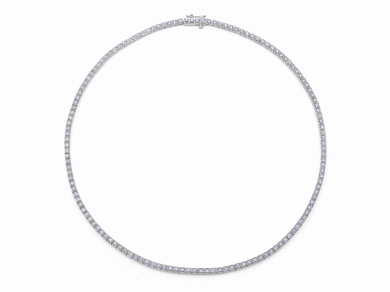 Diamond Rivire Necklace in 18K White Gold