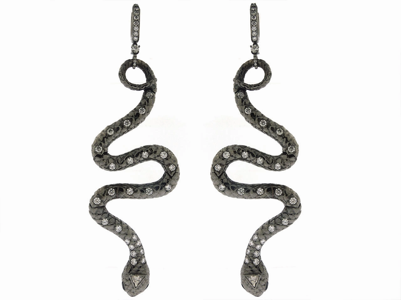 Diamond Snake Earrings in Titanium