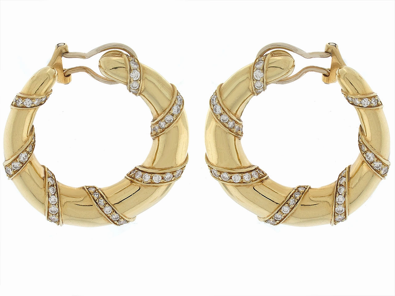 Diamond Swirl Earrings in 18k