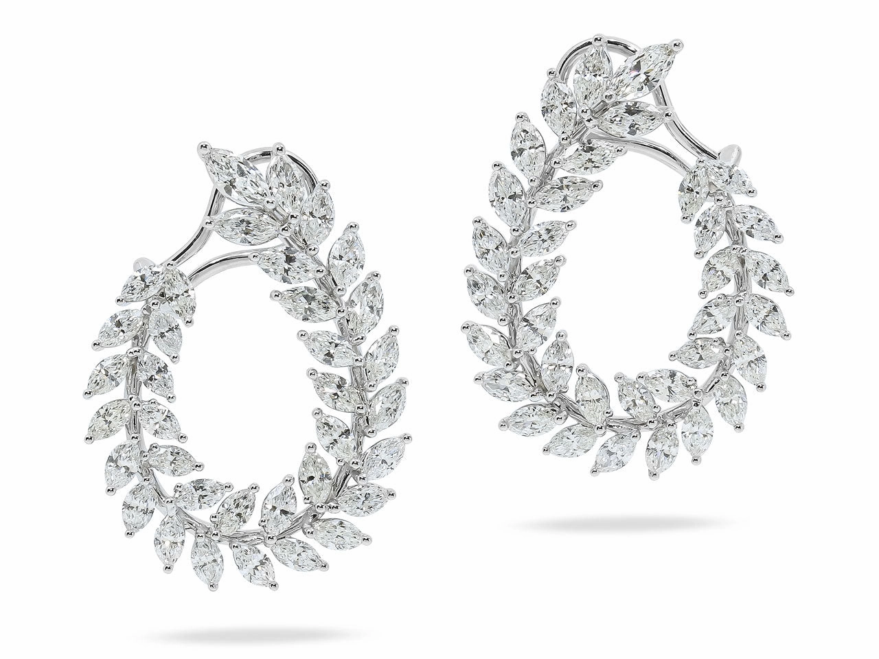 Diamond Wreath Earrings in 18K White Gold