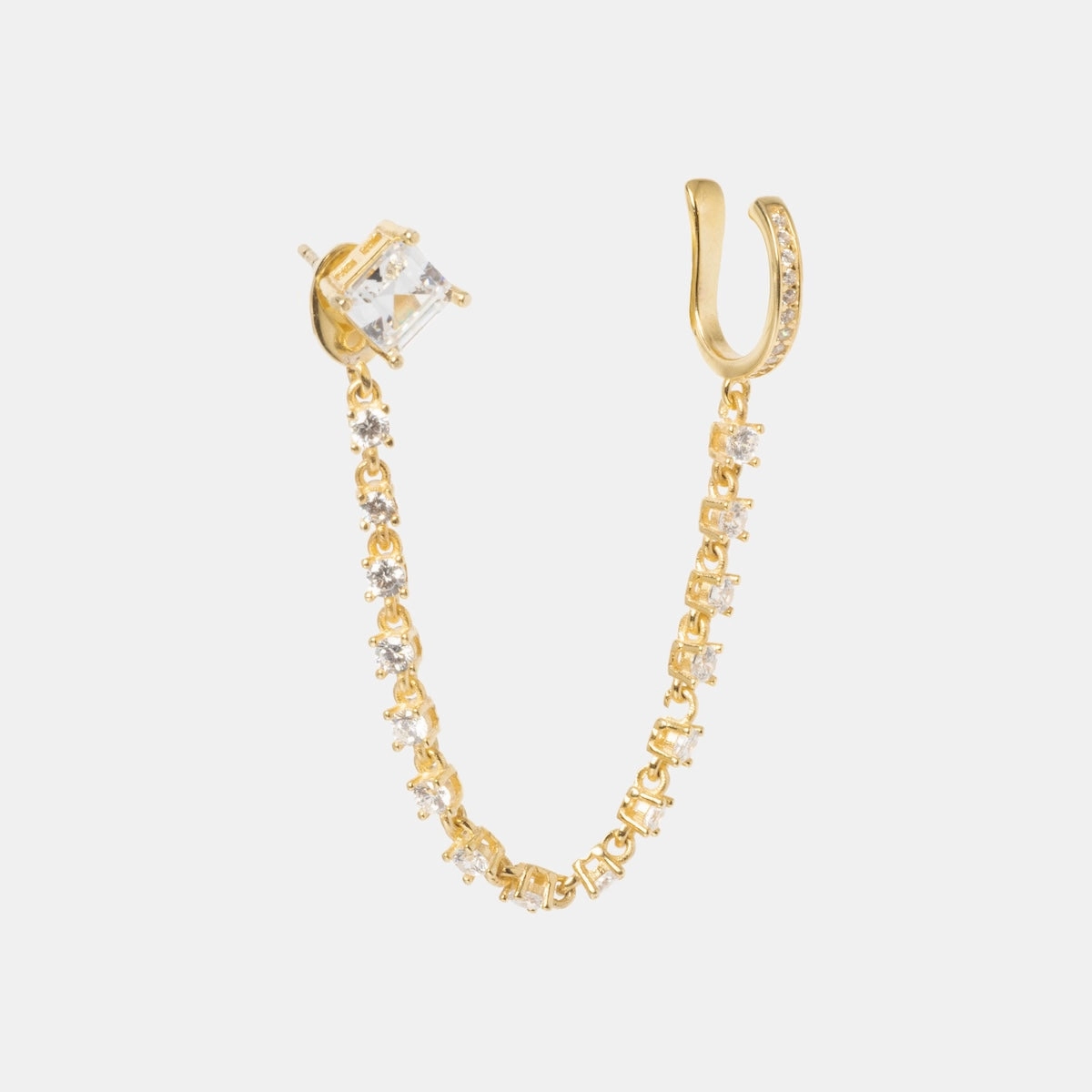 Ear Cuff with CZ Dangle Chain