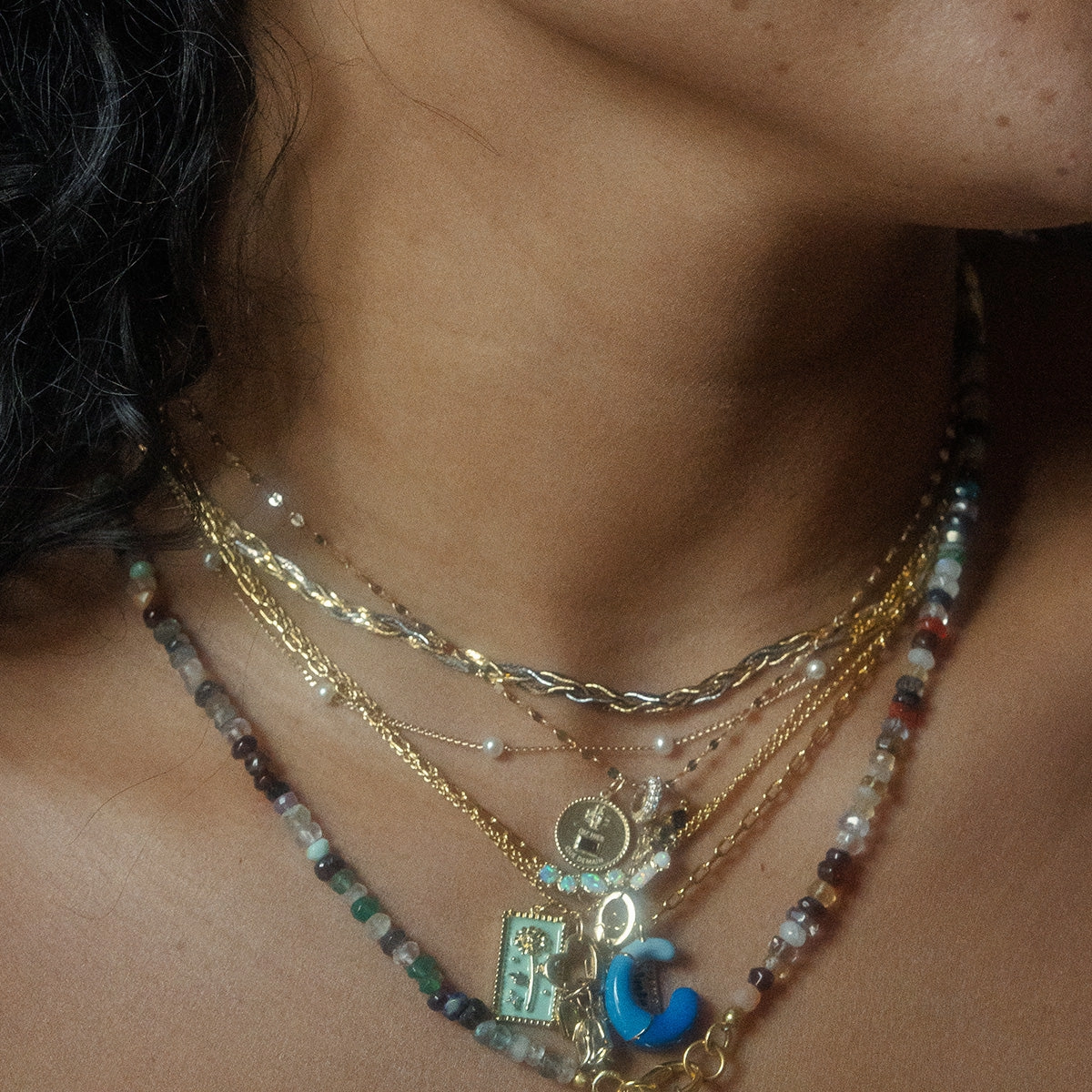 Enamel Birth Flower Pendant Necklace