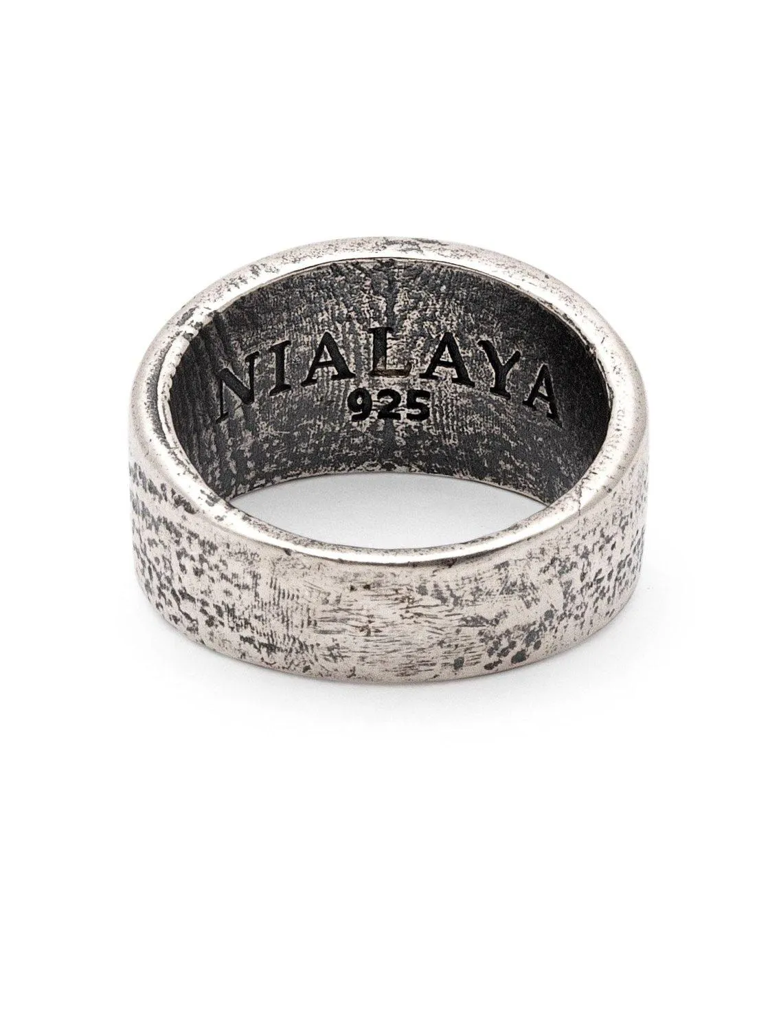 Engraved Vintage Silver Ring with Matte Onyx