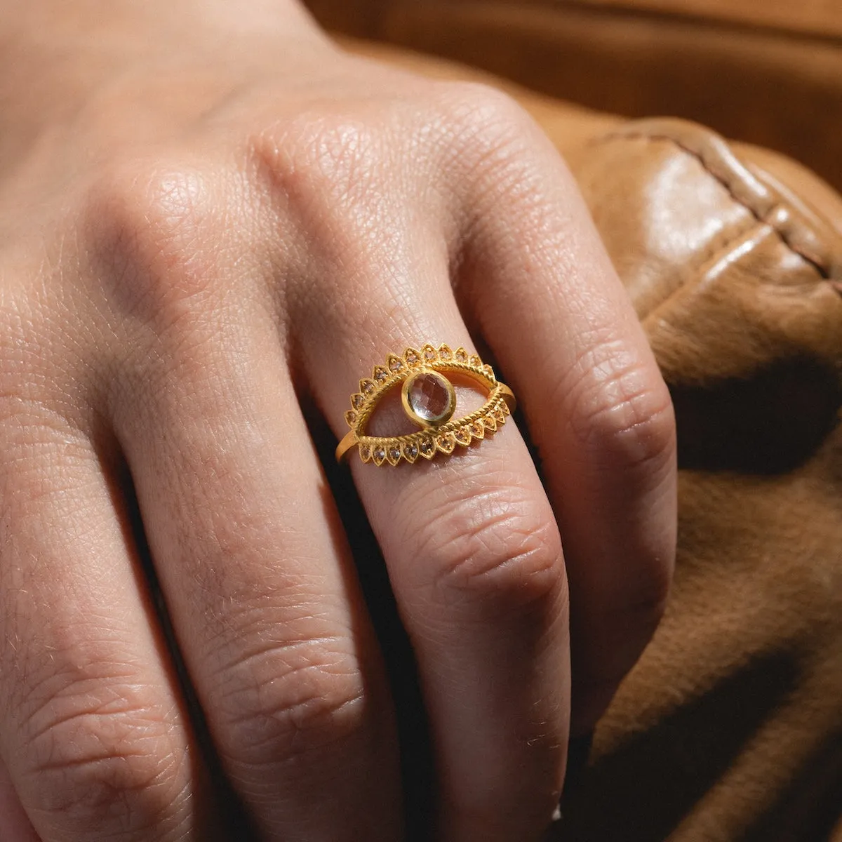 Fancy Blue Topaz Eye Ring