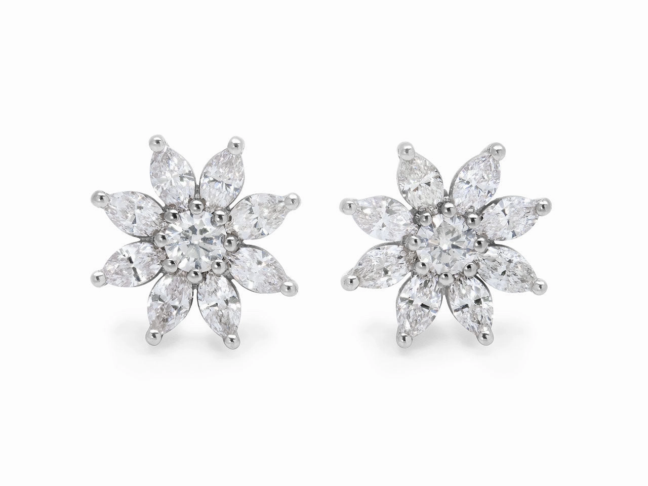 Flower Diamond Earrings in Platinum