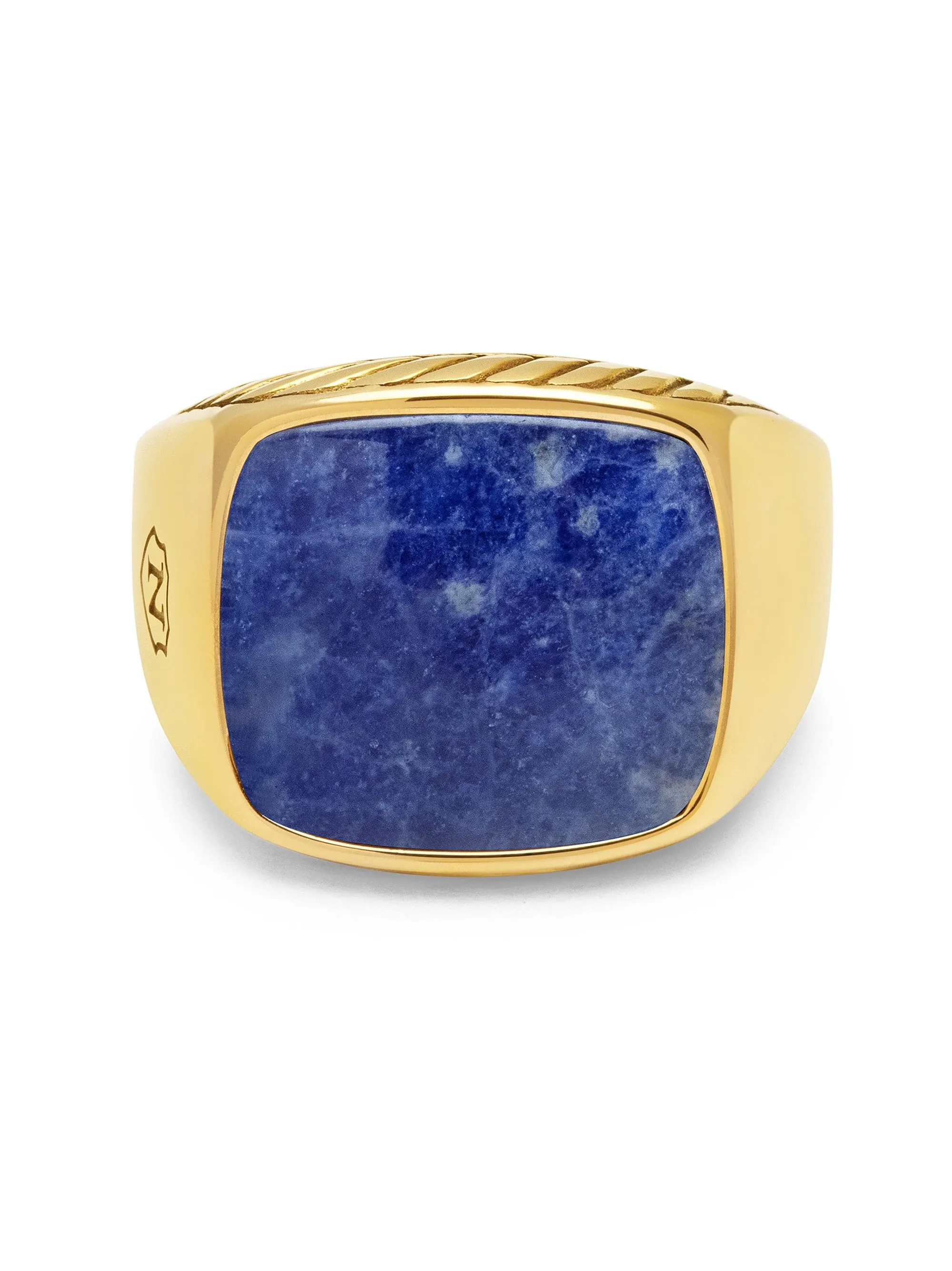 Gentlemen's Gold Signet Ring with Blue Dumortierite